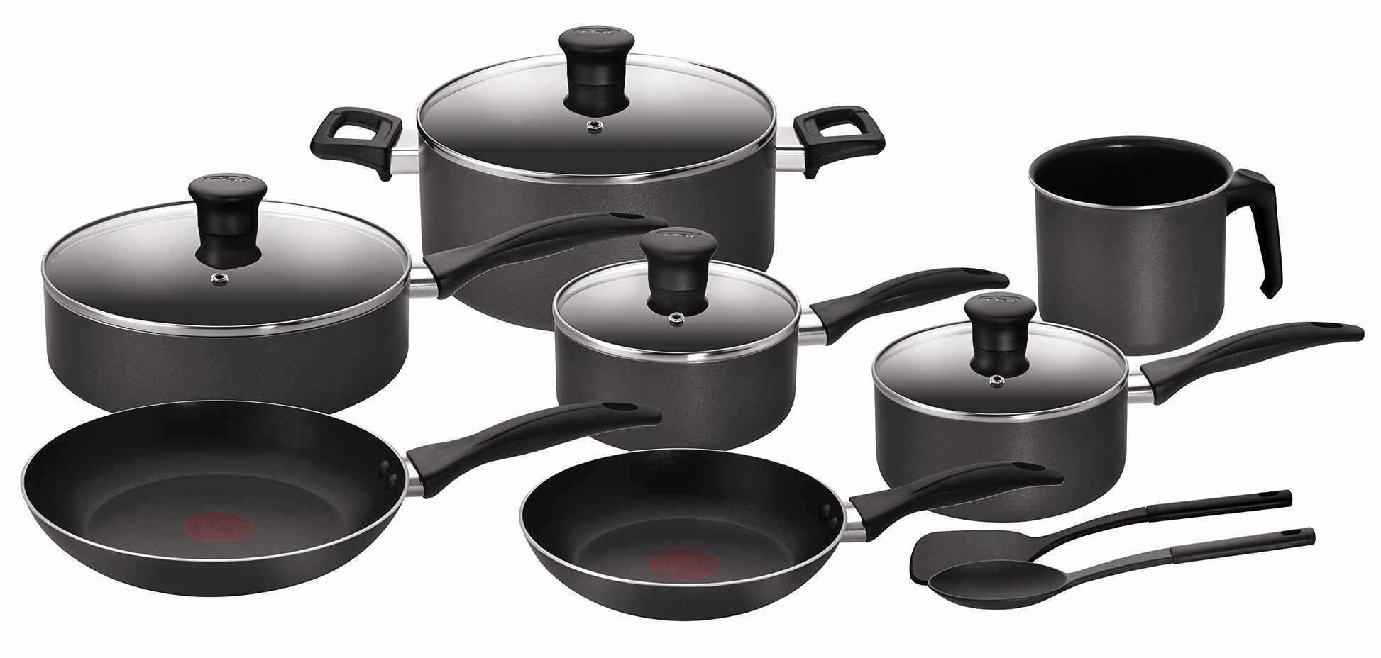 Batería de Cocina T-FAL Gris con Antiadhesivo Resist Plus para Familia 13 Piezas