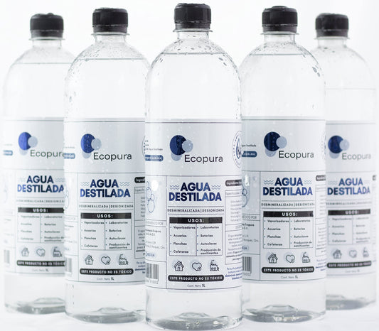 Agua Destilada ECOPURA Transparente Calidad Certificada Caja 12 Piezas