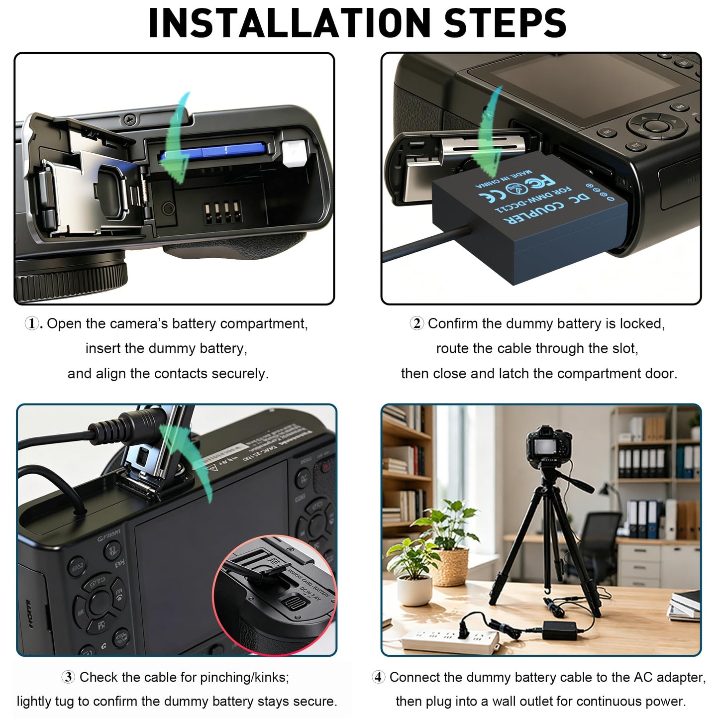 HY1C DMW-DCC11 Acoplador de CC DMW-AC10 Adaptador de fuente de alimentación de CA Kit para Panasonic Lumix DMC-LX100, LX100K, LX100S, DC-LX100 II, G100, G100K, G100V, TZ80, TZ81, TZ85, TTTT , TZZZZ9