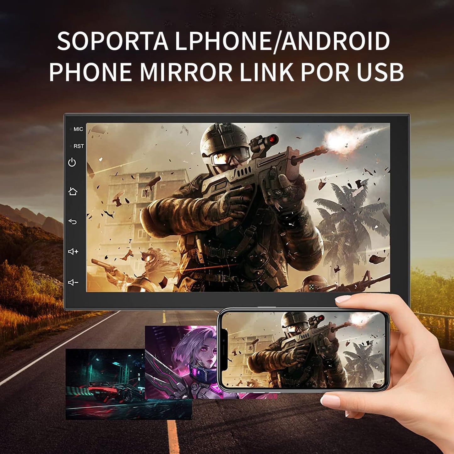 FINYQBET Autoestereos para Carro de Android 11 de 9210S,Estéreo para Pantalla Carplay para Auto con Android Auto,Pantalla HD Mirrorlink,FM,GPS,Bluetooth y más