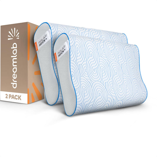 Almohada Cervical Dreamlab Polar Neck+ Tela Fría Touch Memory Foam Gel Hipoalergénica Ergonómica 2 Piezas Estándar