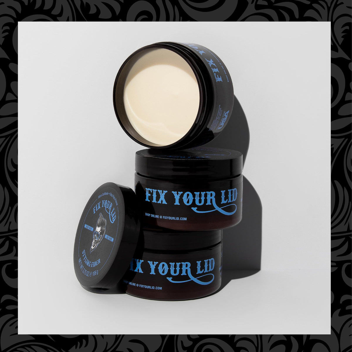 FIX YOUR LID, Fibra para Peinar, Fijación Fuerte, Ideal para Niños y Hombres, Sin Brillo, Aroma Cítrico, 3.75 Onzas