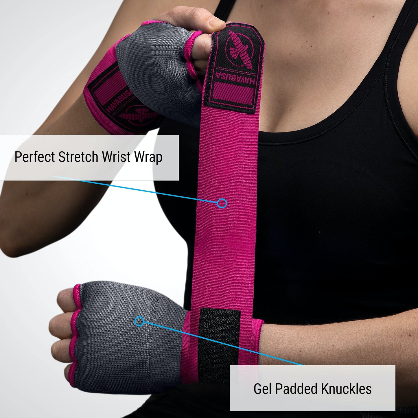 Hayabusa Quick Gel Guantes de boxeo para manos - Gris/Rosa, M