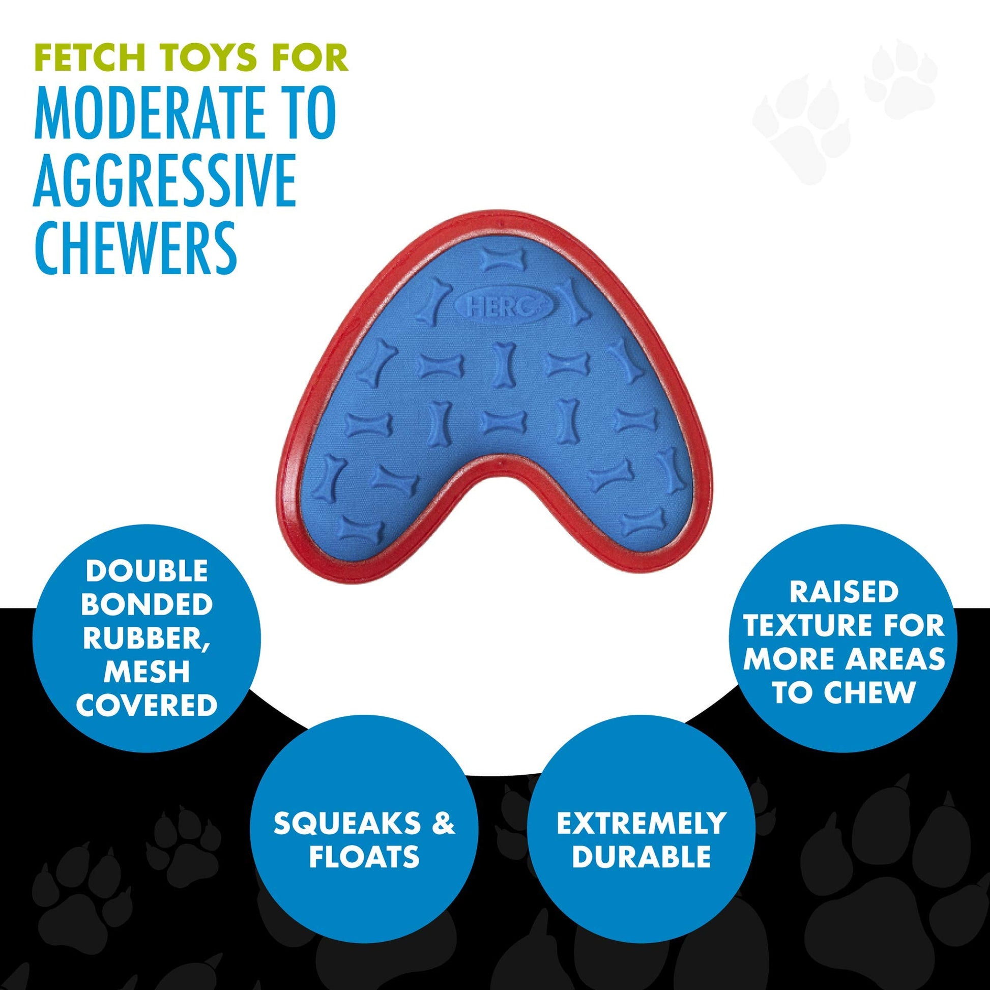 Hero Outer Armor, Boomerang Fetch Disc Dog Toy, Floats & Squeaks, Blue