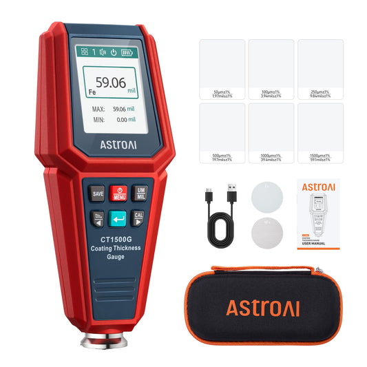 AstroAI Medidor de espesor de pintura para coche, medidor de profundidad de pintura/probador de revestimiento para comprobar el revestimiento original del automóvil, con alarma de límite