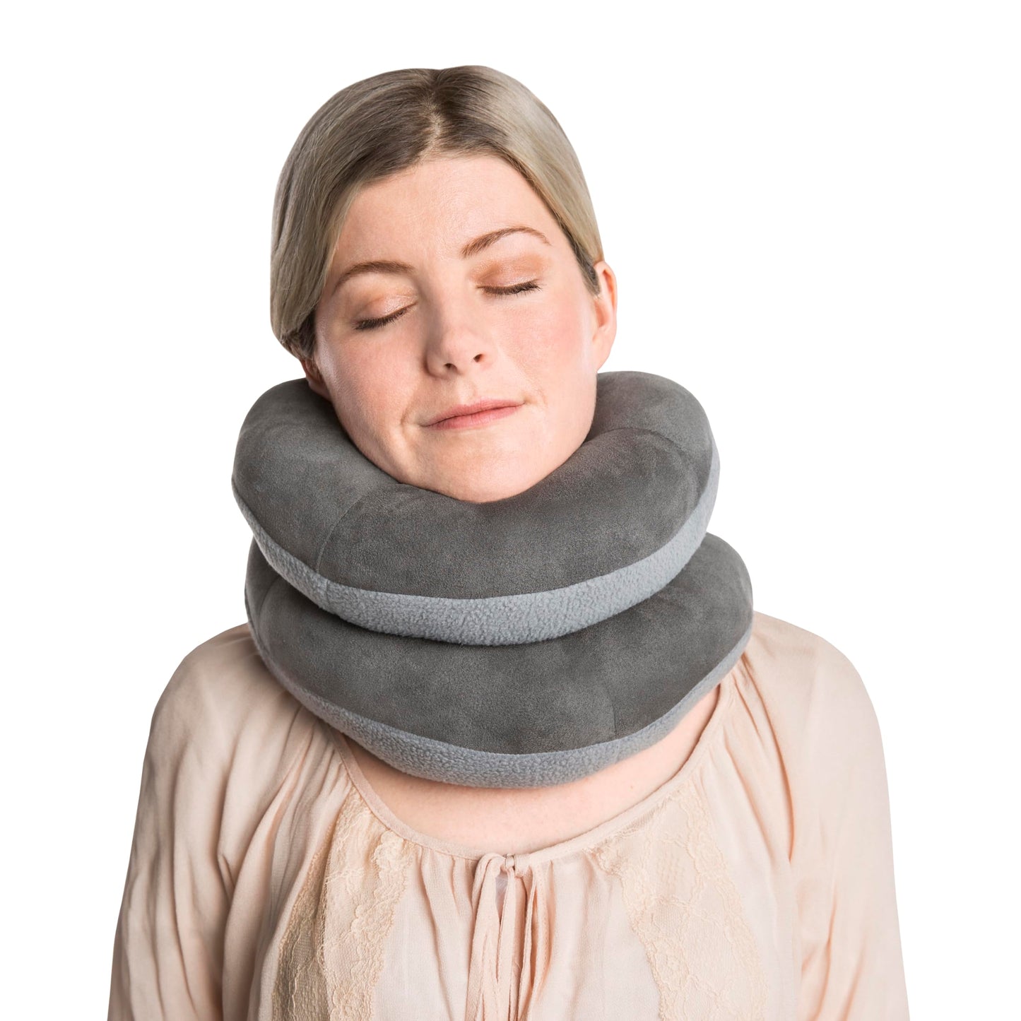 Almohada Travelon Deluxe Wrap-n-Rest Gris Oscuro Gris Claro