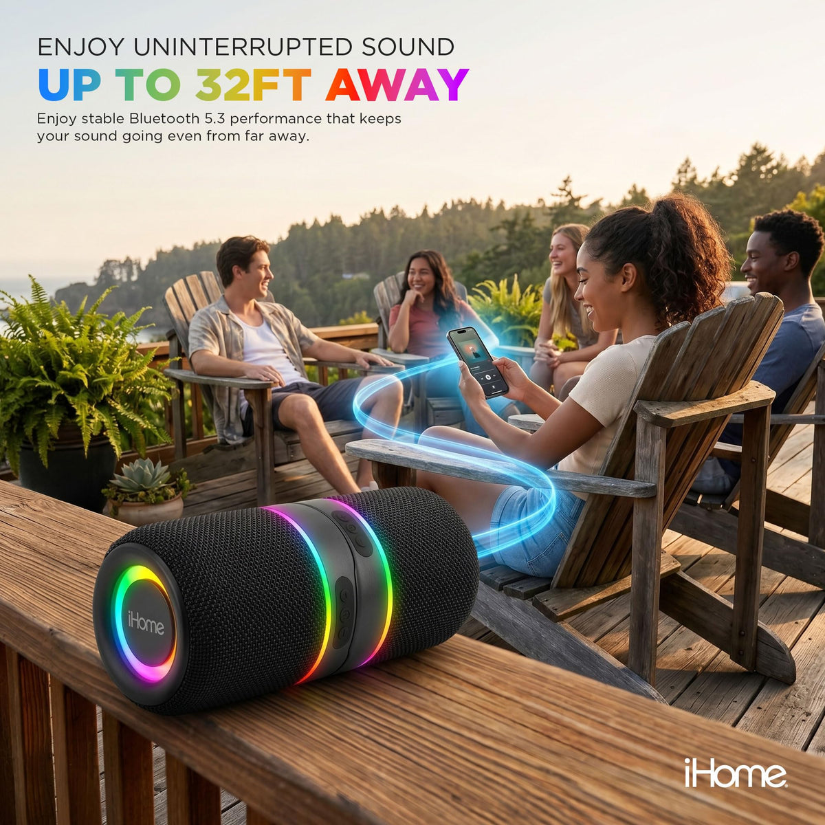 Altavoz Bluetooth Inalámbrico iHome RGB con Luces Portátil