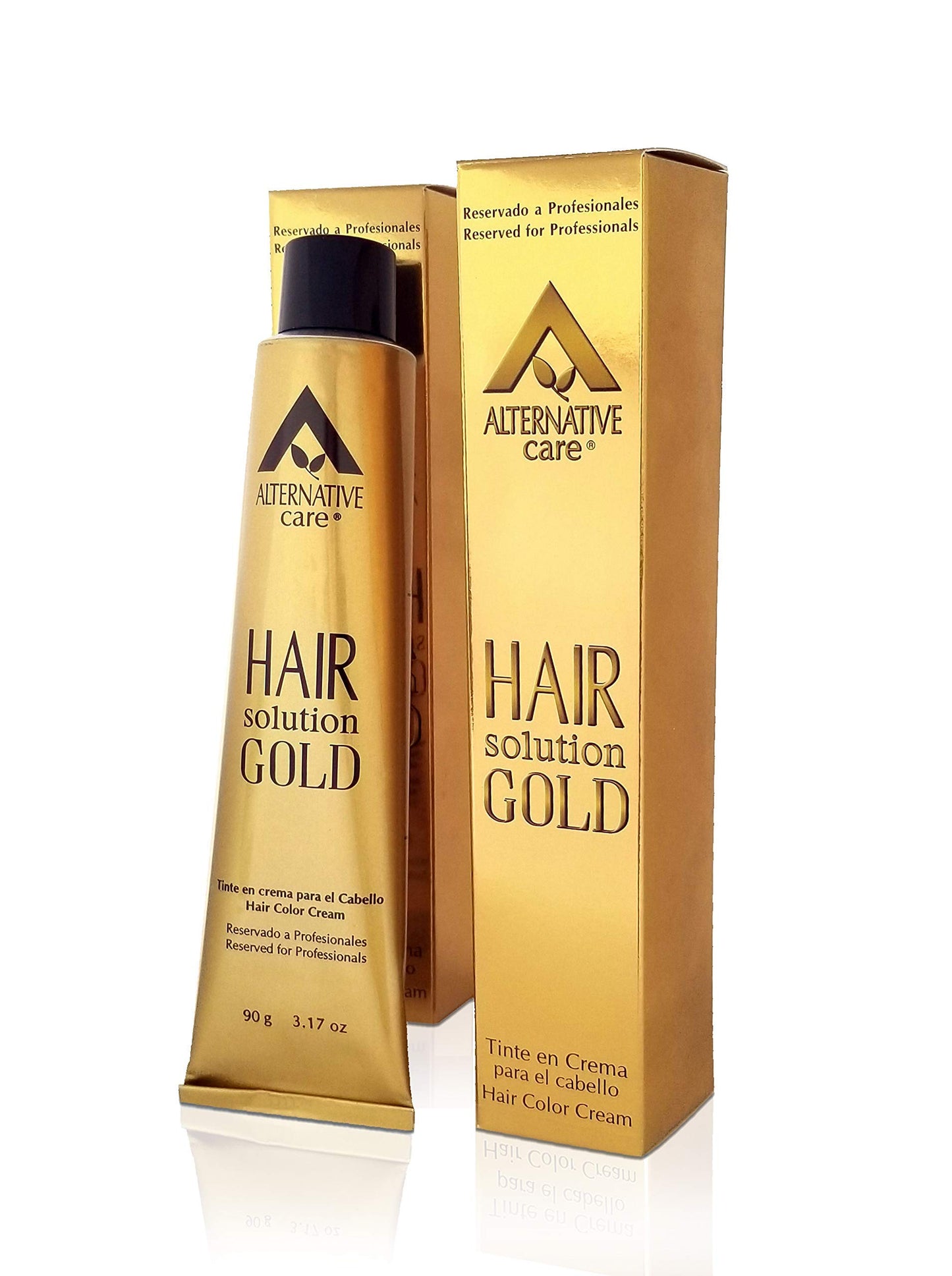 Tinte en Crema Profesional para Cabello - HAIR SOLUTION GOLD, Color Castaño Oscuro, 90g + Oxidante 90ml. ¡Permanente y de calidad! Ideal para mujeres. ¡Deslumbra con tu nuevo look!