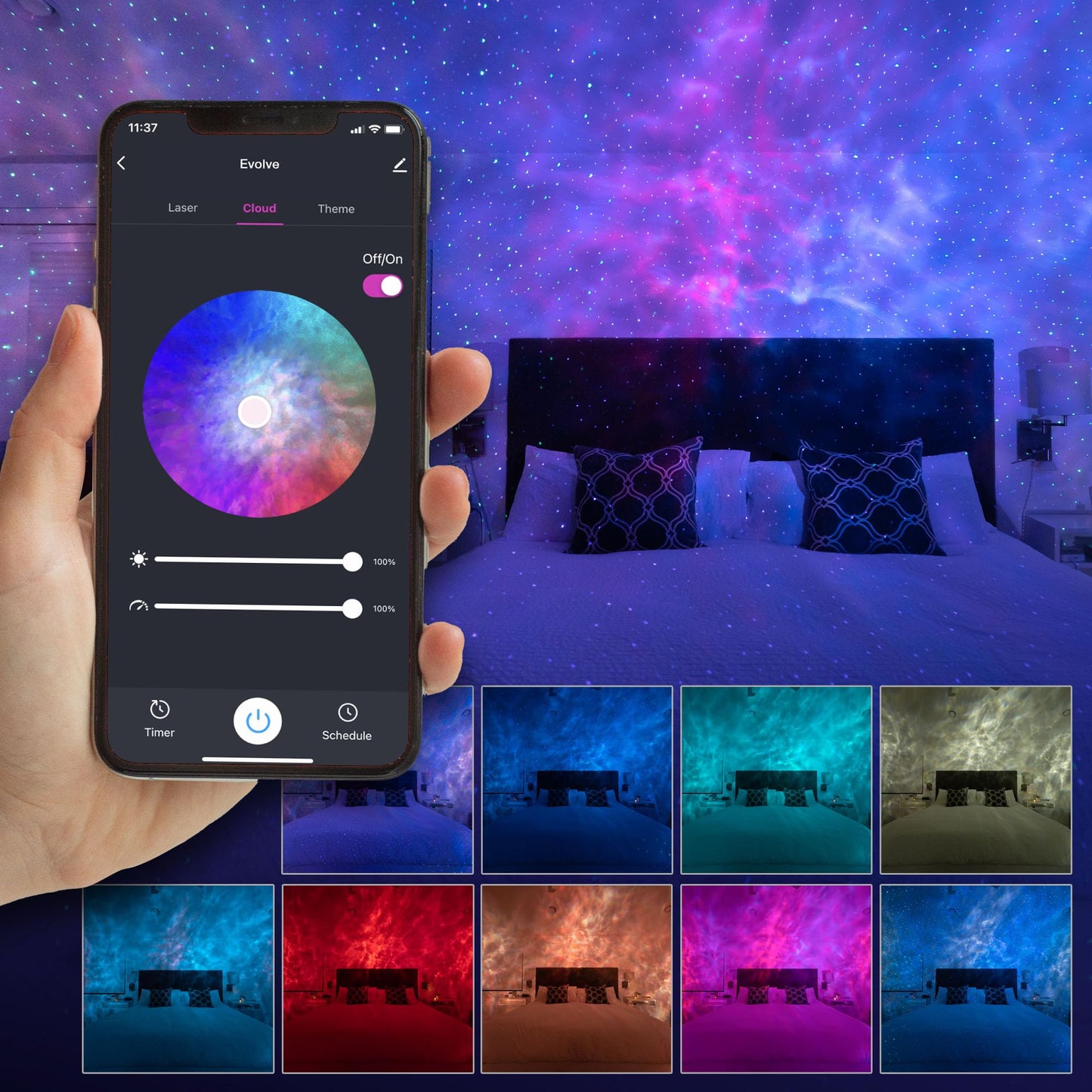 BlissLights Sky Lite Evolve - Proyector de estrellas, proyector de galaxias y nebulosa, con iluminación LED, WiFi App, excelente regalo para meditación, relajación, sala de juegos, cine en casa y luz nocturna en la habitación (estrellas verdes).