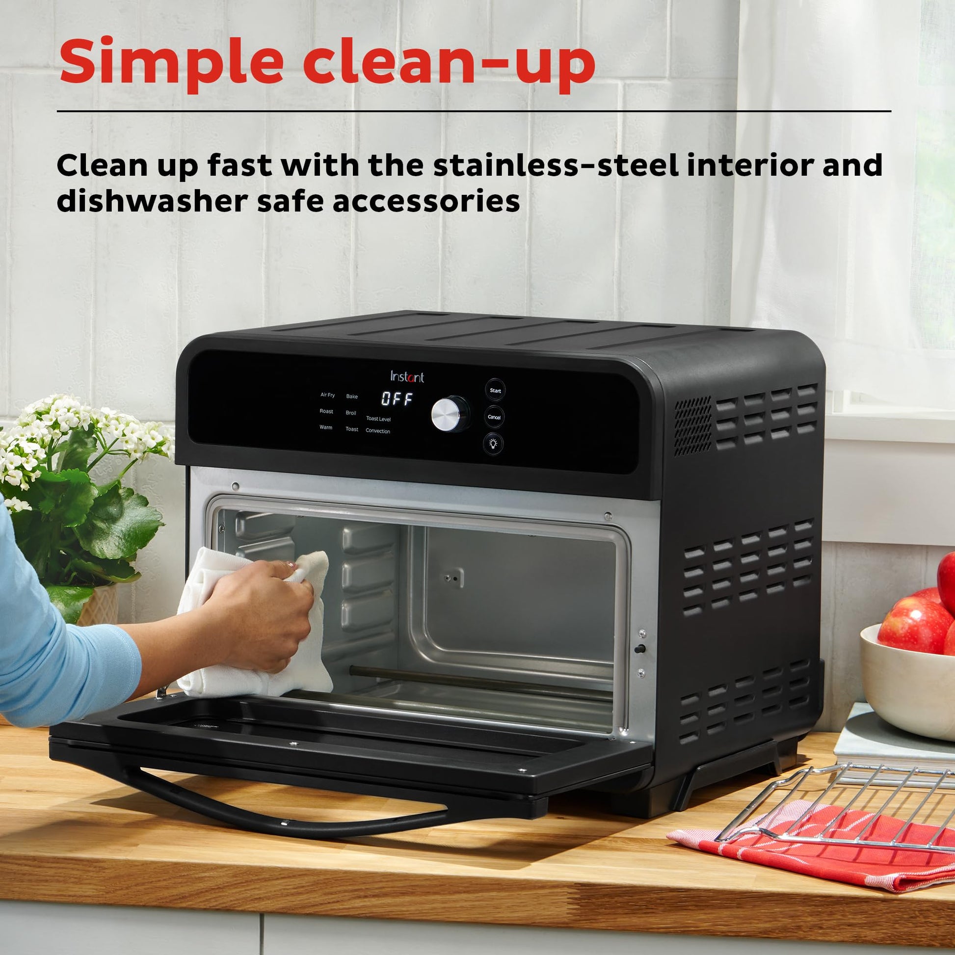 Instant Omni 19QT/18L - Freidora de aire para horno tostador, funciones 7 en 1, se adapta a pizza de 12 pulgadas, patatas fritas, broils, hornear, asados, tostadas, calienta, convección, más de 100