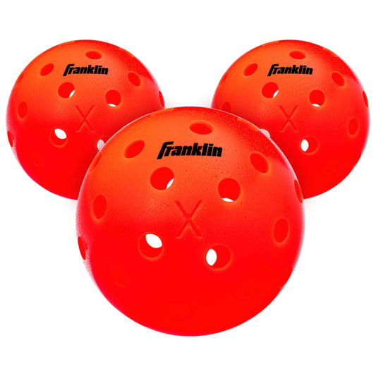 Franklin Sports - Bolas de Pickleball X-40 para Exteriores, aprobadas por Estados Unidos (USAPA) - Paquete de 3 Pickleballs Exteriores - Ember - Bola Abierta de Estados Unidos