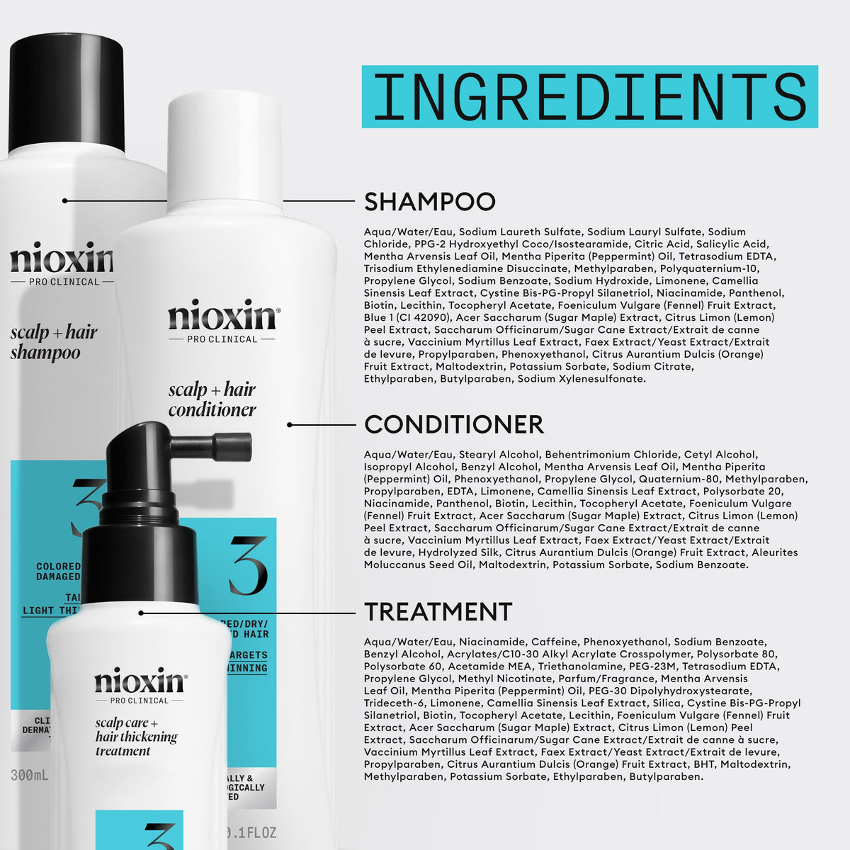 Kit de Cuidado Capilar Nioxin Sistema 3 300ml Unisex