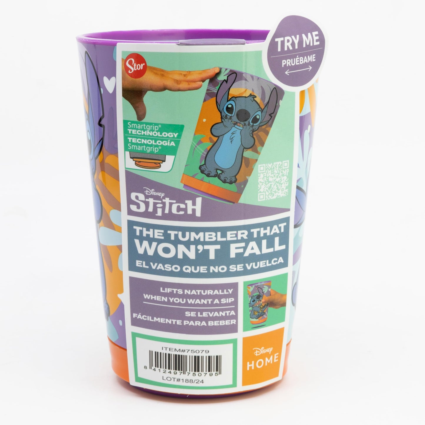 Stor – Vaso Antivuelco para Niños con Tecnología Smartgrip Drop Safe 470ml Disney Stitch | Producto Oficial | A Prueba de Derrames | El Vaso que No se Cae