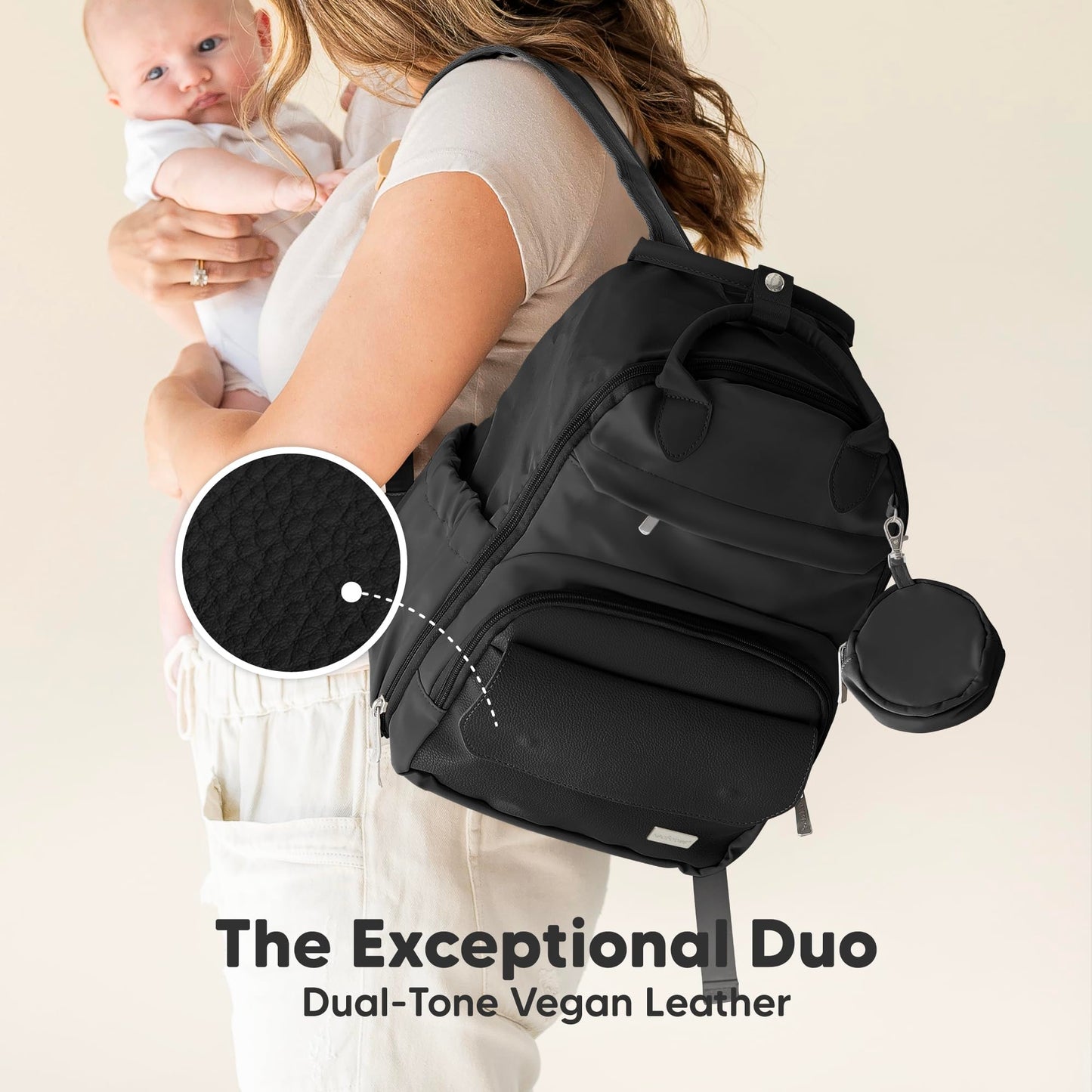 KeaBabies - Mochila para pañales de viaje (moderno negro, S)
