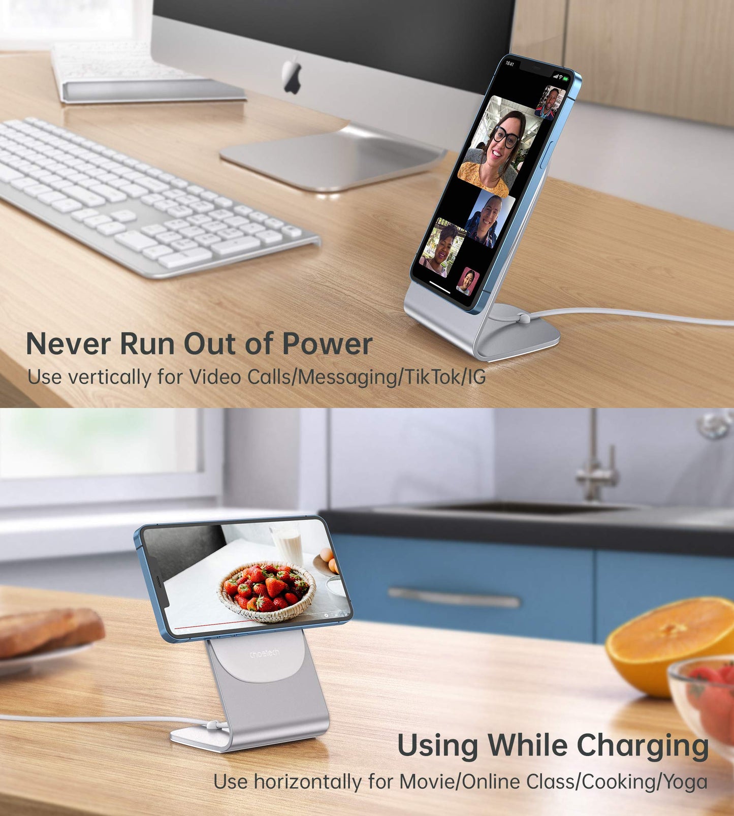 Cargador inalámbrico magnético para iPhone 15/14/13/12 – Cargador Mag + adaptador USB C de 20 W, soporte de carga inalámbrico rápido con cable USB-C de 5 pies para iPhone 15/14/13/12 Pro Max Plus Mini, cargador Mag-Safe