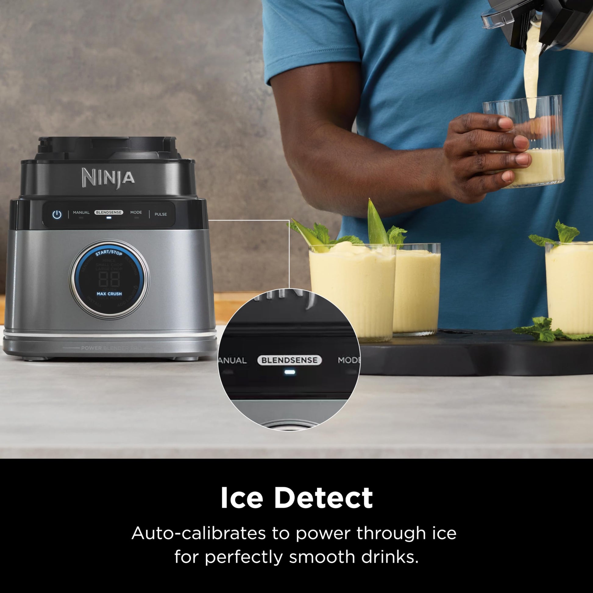 Licuadora Ninja Negro Plateado Detect Power Pro con Tecnología BlendSense 72 Oz 1800 Watts para Smoothies y Bebidas Congeladas