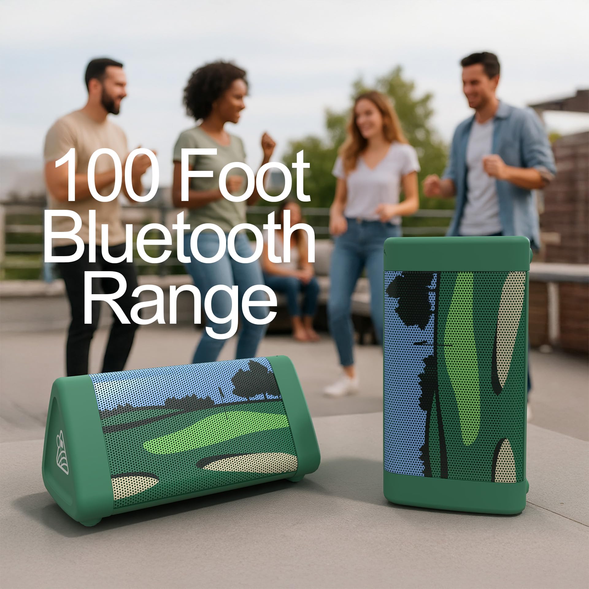 Oontz - Altavoz Bluetooth portátil de Golf con ángulo 3 Mejorado, Sonido de 5.0-10 W, batería de 14 Horas, Alcance inalámbrico de 100 pies, IPX5 Resistente al Agua, Altavoz pequeño económico para