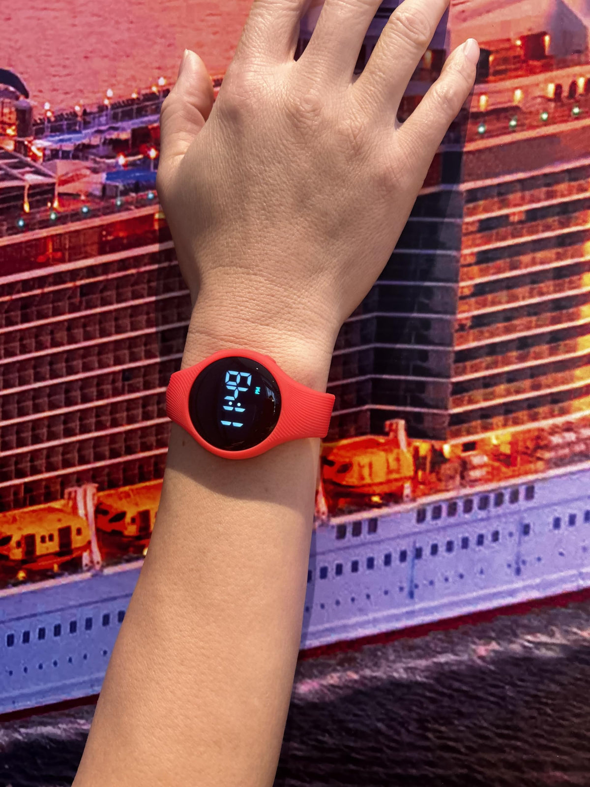 e-vibra - Reloj de entrenamiento para orinal, resistente al agua, silenciosa, con alarma y visualización de bloqueo (rojo)