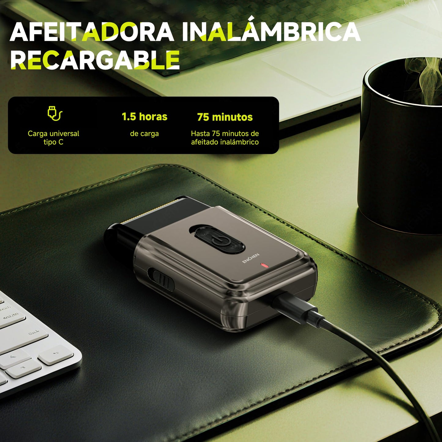 Afeitadora Eléctrica para Hombre, Mini Rasuradora Afeitadora de Precisión Recargable por USB, 7000 Rpm, Ideal Para Viajes