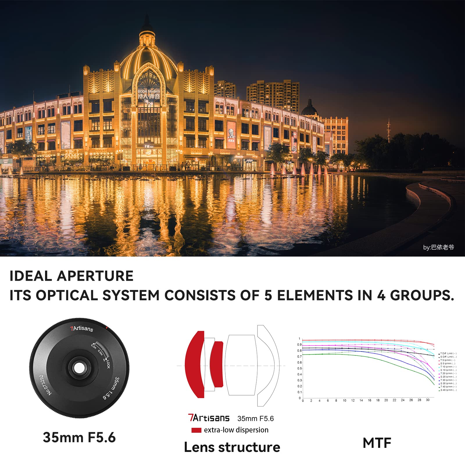 Lente Ultrafina 7artisans 35 mm f5.6 para Cámara Sony Mirrorless A6000 A6300 A6400