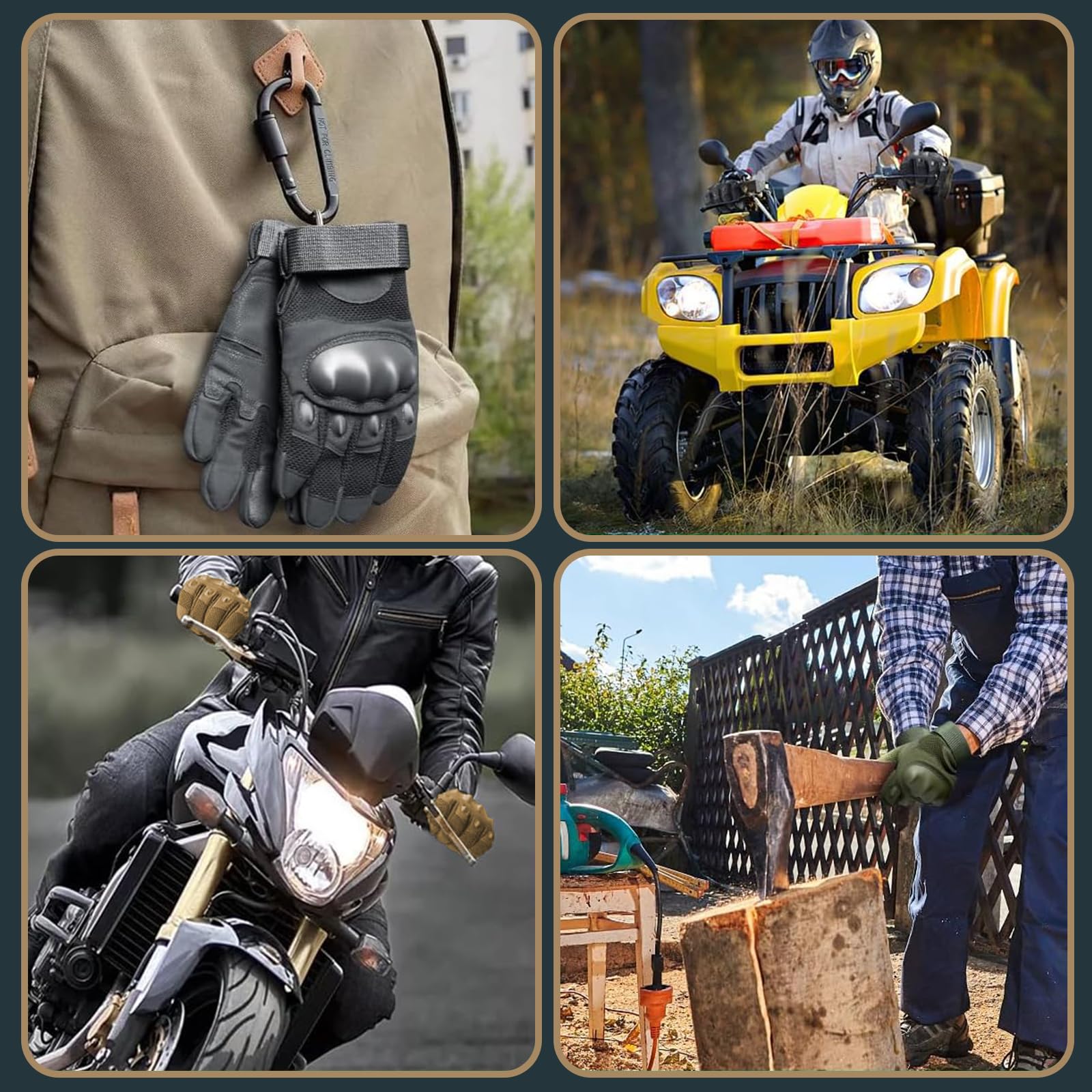 IOAGSVW Guantes de Moto Pantalla Táctil, Antideslizantes de Guantes Tácticos para Hombres, Protección de Nudillos y Dedos Táctiles, para Ciclismo, Motocicleta, Escalada, Senderismo (marrón, Large)