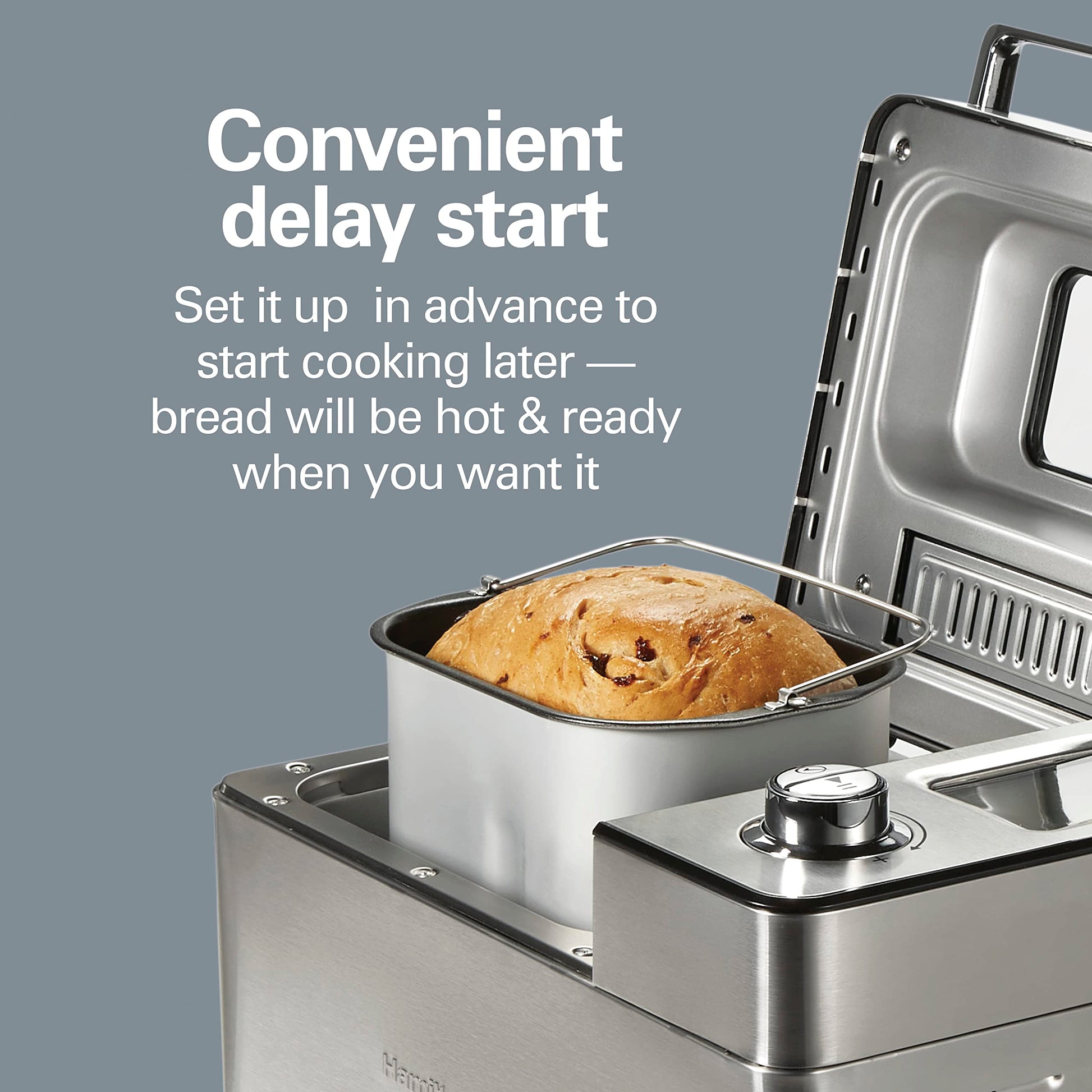 Hamilton Beach 29890 Máquina para hacer masa y pan de primera calidad con dispensador automático de frutas y nueces, 2 libras Capacidad de pan, 21 ajustes programables, incluye sin gluten y ceto