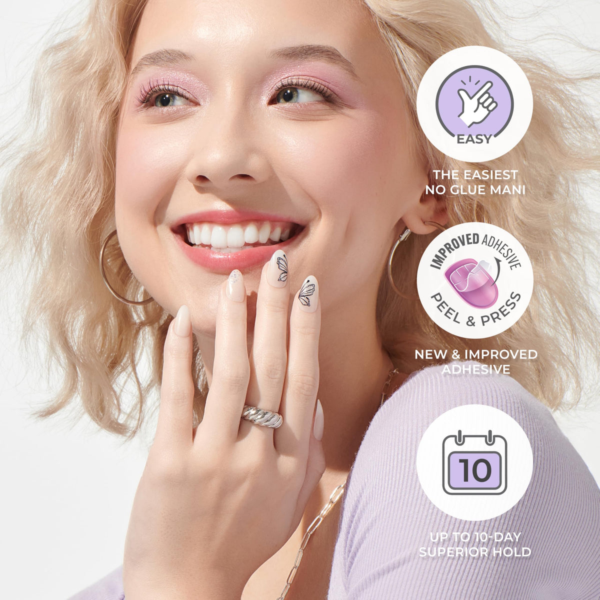 Uñas postizas sin pegamento KISS, diseño 'Adore You', rojo, tamaño corto, forma ovalada, incluye 30 uñas, almohadilla de preparación, hoja de instrucciones, 1 palito de manicura, 1 lima pequeña