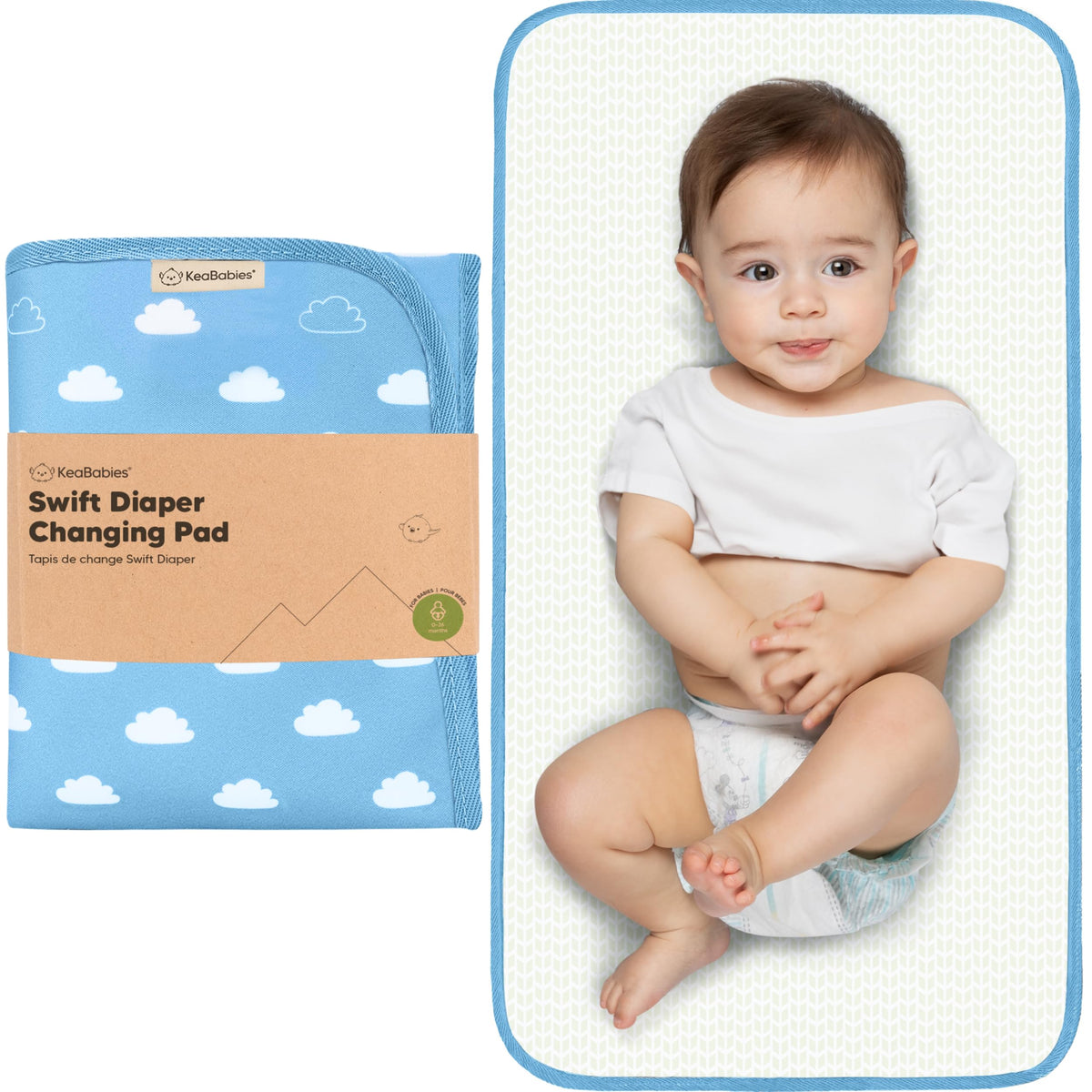 KeaBabies - Cambiador portátil de pañales, fácil de limpiar, plegable e impermeable para bolsa de pañales, compacto, ligero, recién nacido de 25 x 13 pulgadas, bebé, cambiador de bebé esencial de