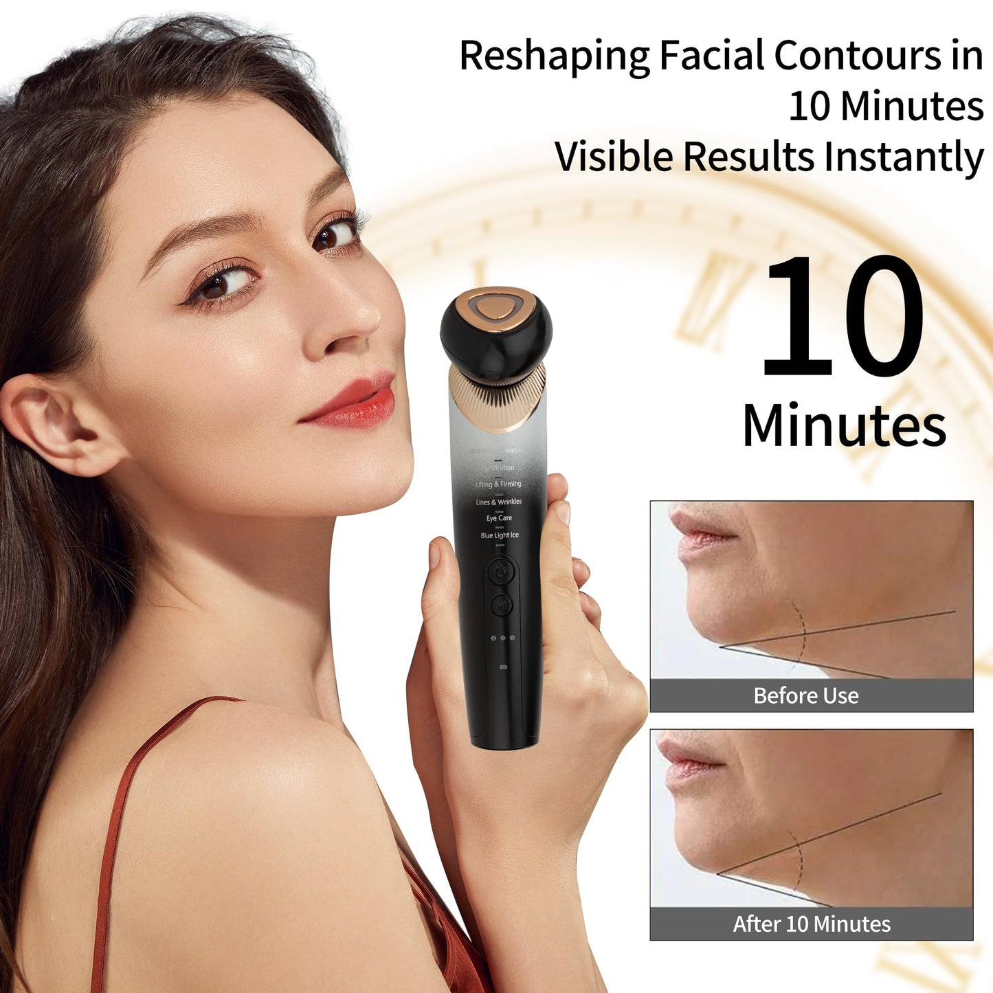 Dispositivo de Tonificación Facial con Luz Roja Era of Nature – Tecnología de 3 Modos de Microcorriente y Luz Roja – Eleva, Apreta e Infunde – Herramienta Compacta de Rejuvenecimiento de la Piel con