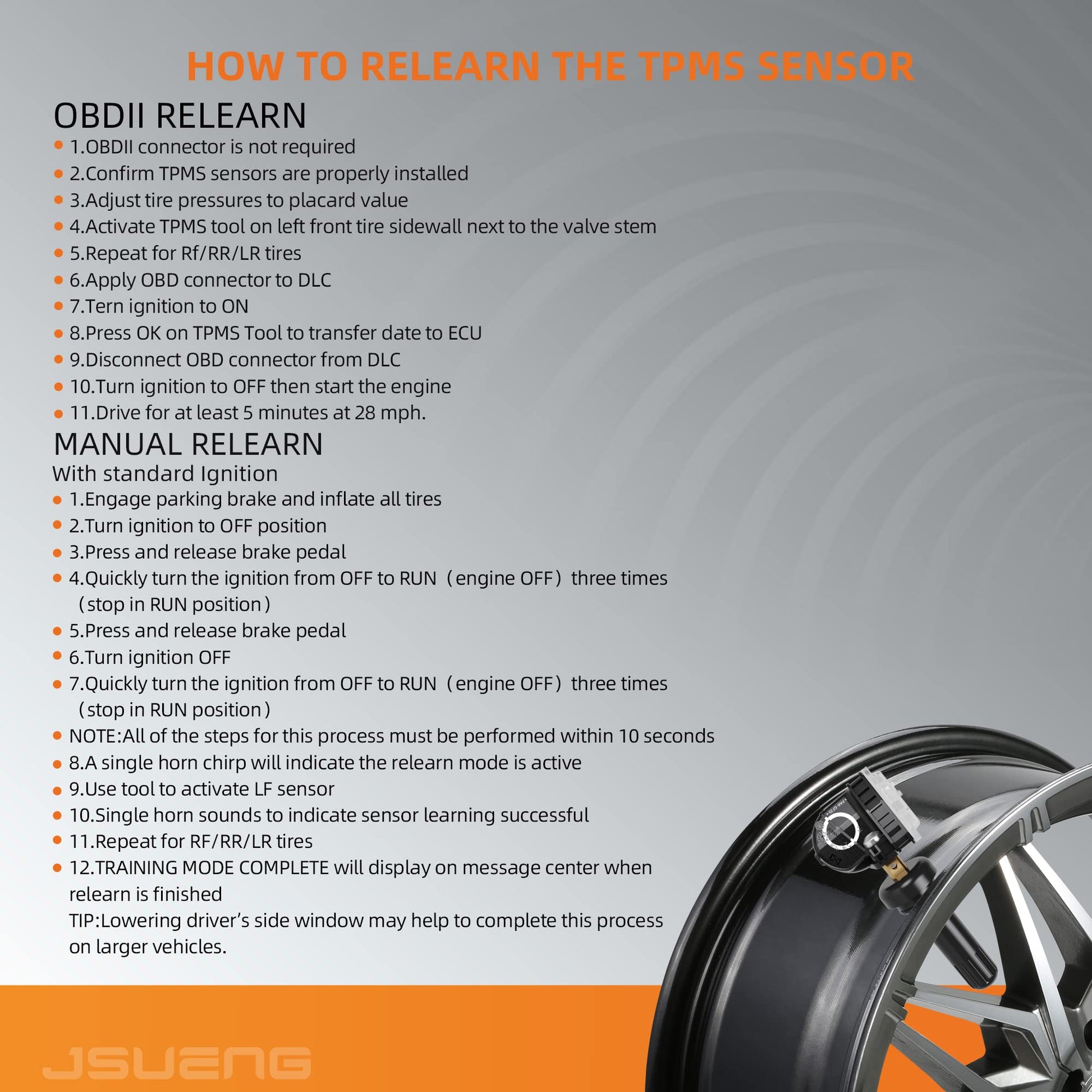 Sensor de Presión de Neumáticos Jsueng Ford Negro Paquete de 4