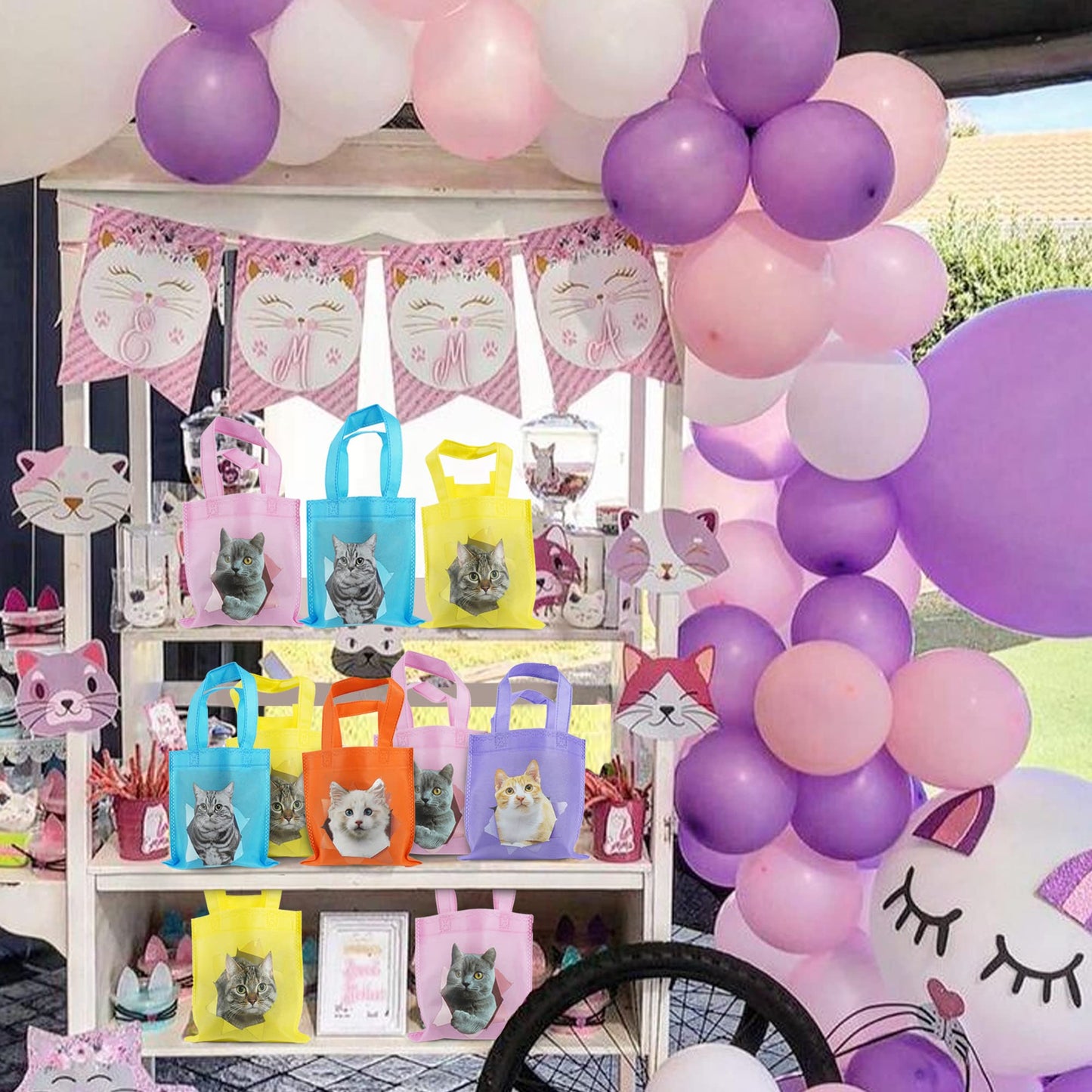Bolsas de Regalo de Fiesta de Gato para Gatos Temática de Cumpleaños de Mascotas