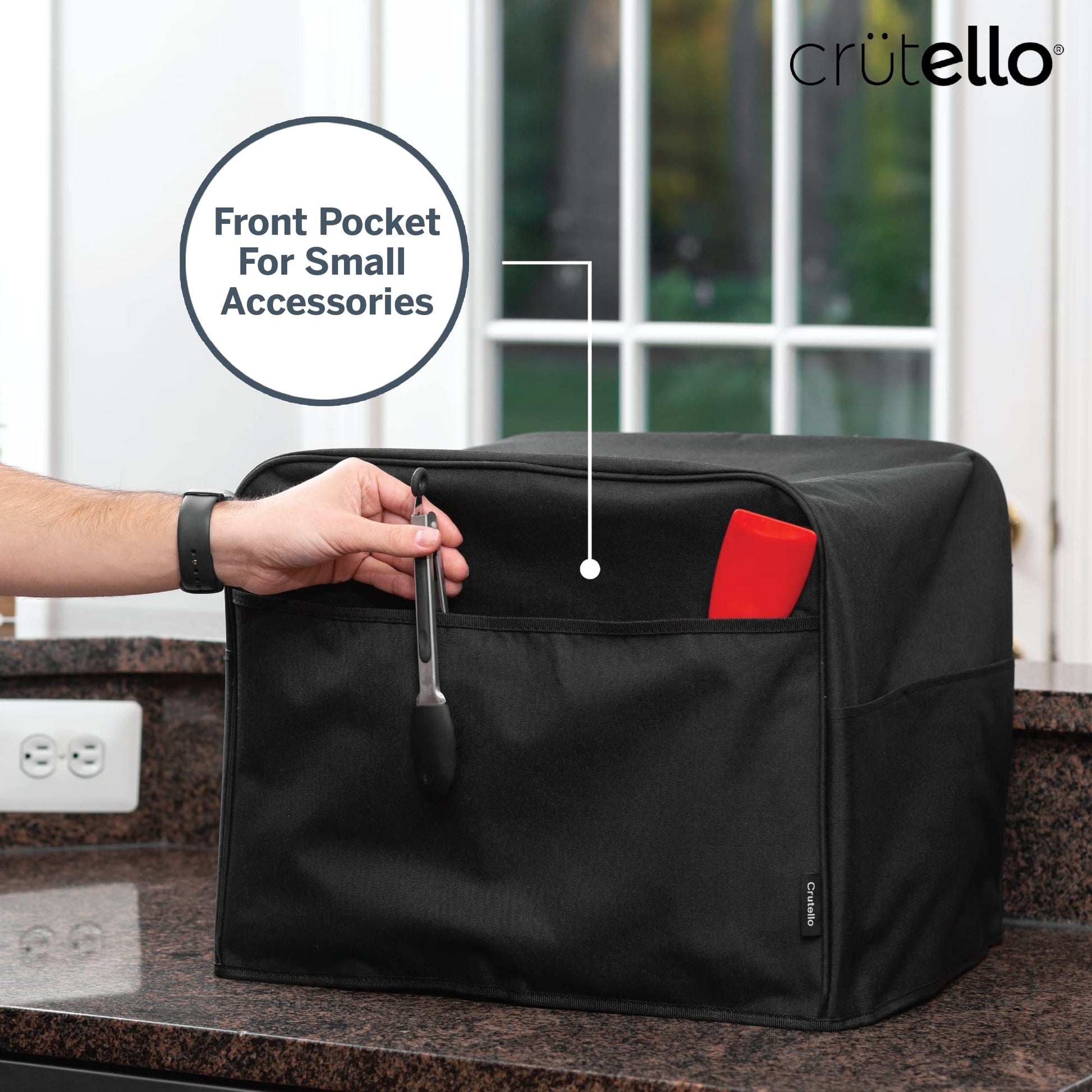 Funda para horno tostador convección con bolsillos de almacenamiento, grande, se adapta a máquinas de hasta 17 x 15 x 14 pulgadas, color negro