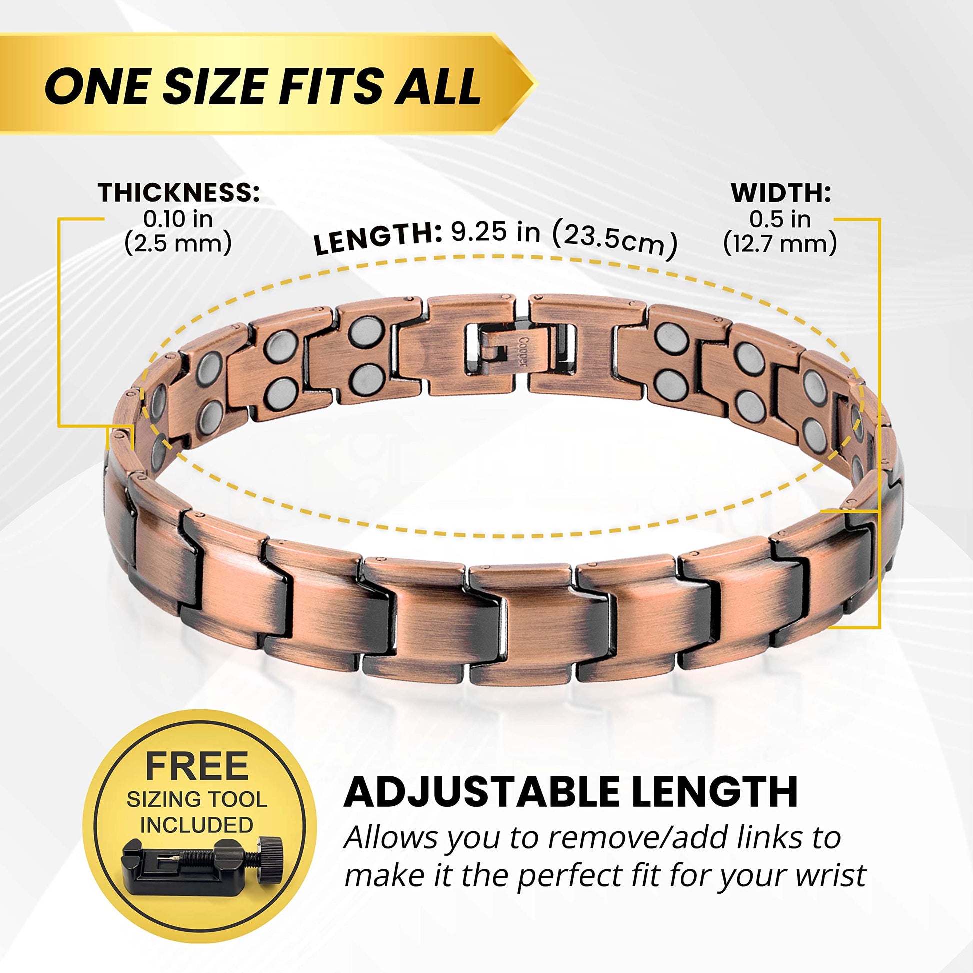 Pulsera de Cobre Puro MagnetRX Marrón Ultra Resistente Estilo Leo para Hombre