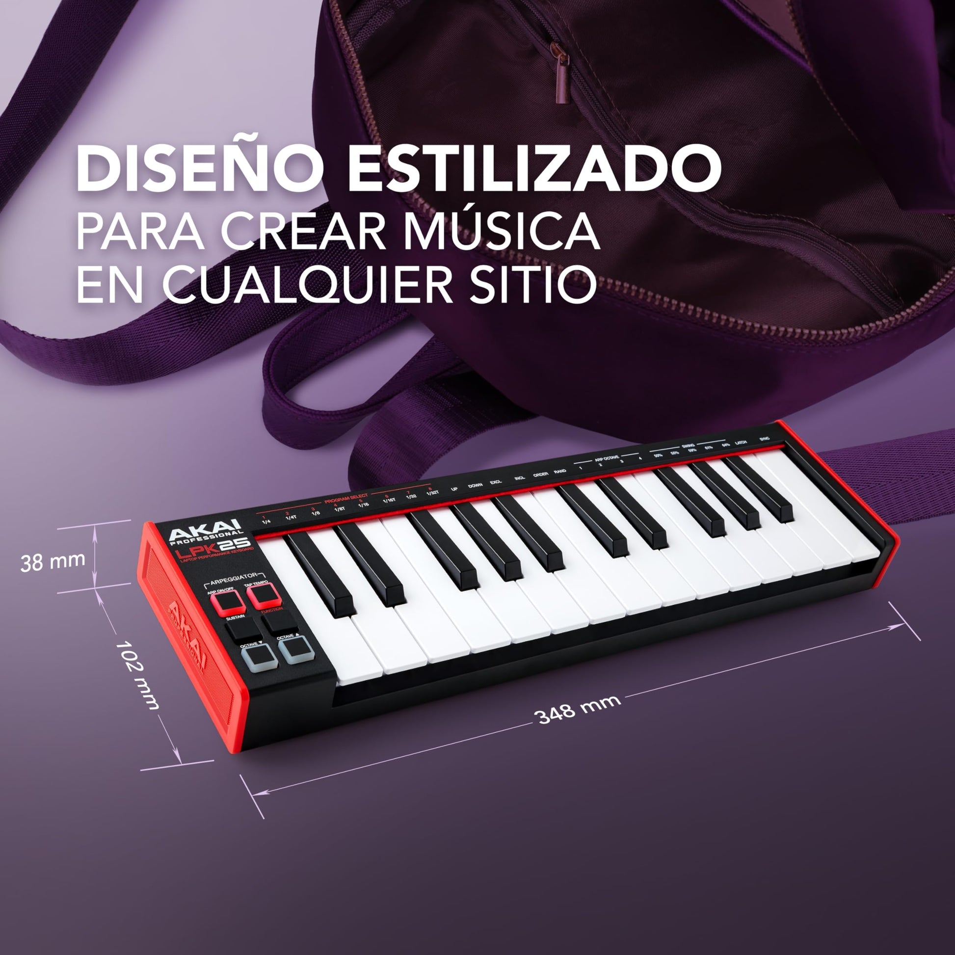 AKAI Professional LPK25 MKII - Тeclado controlador MIDI USB con 25 teclas de sinte sensibles para Mac y PC, arpegiador y software de producción musical