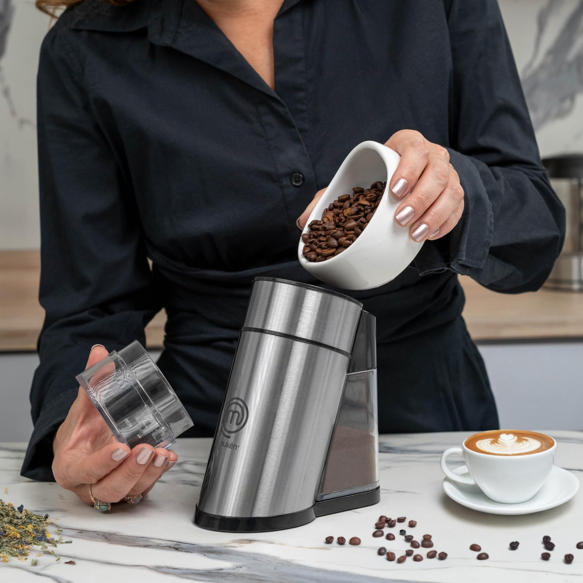 Molino de Café y Especias MasterChef Hukën Acero Inoxidable Motor 150W Ideal para Molido Perfecto