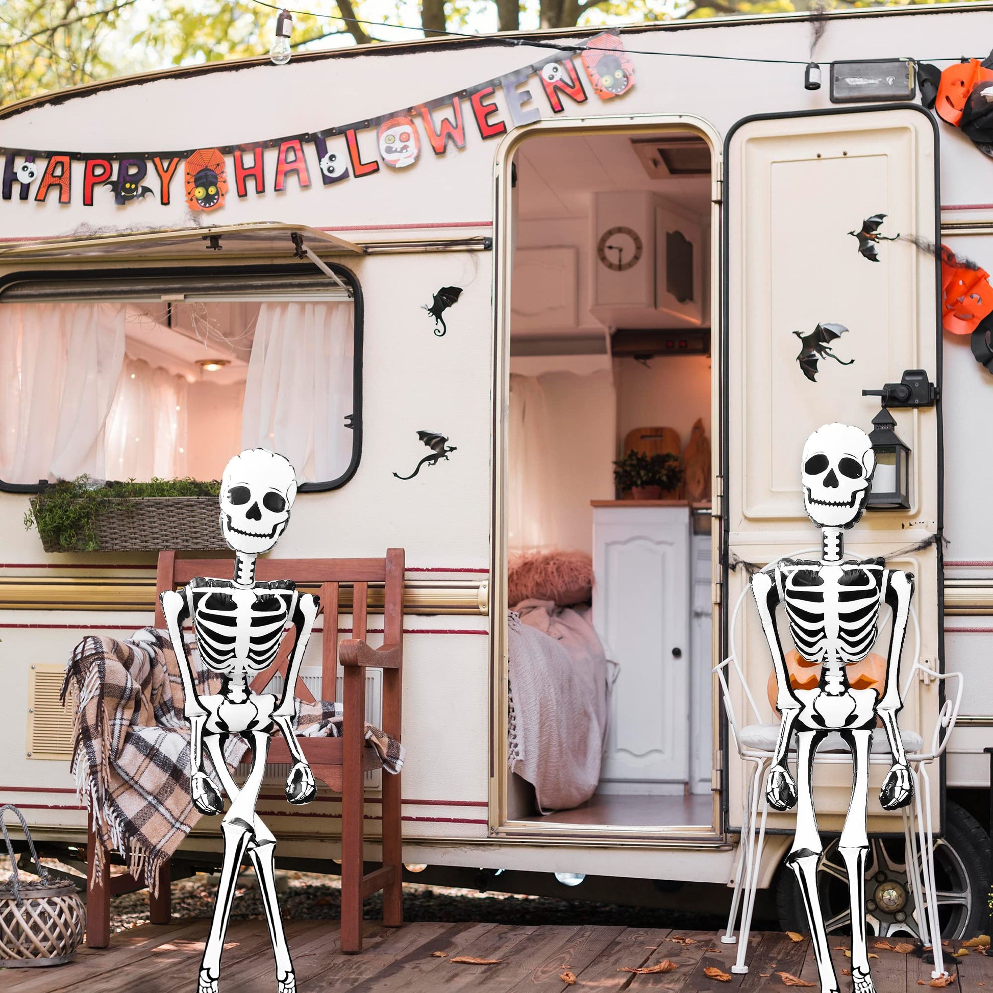 ArtCreativity - Decoración inflable de esqueleto de Halloween de tamaño real (6 pies de altura), bonita y espeluznante decoración del hogar | para uso en interiores y exteriores | Suministros de