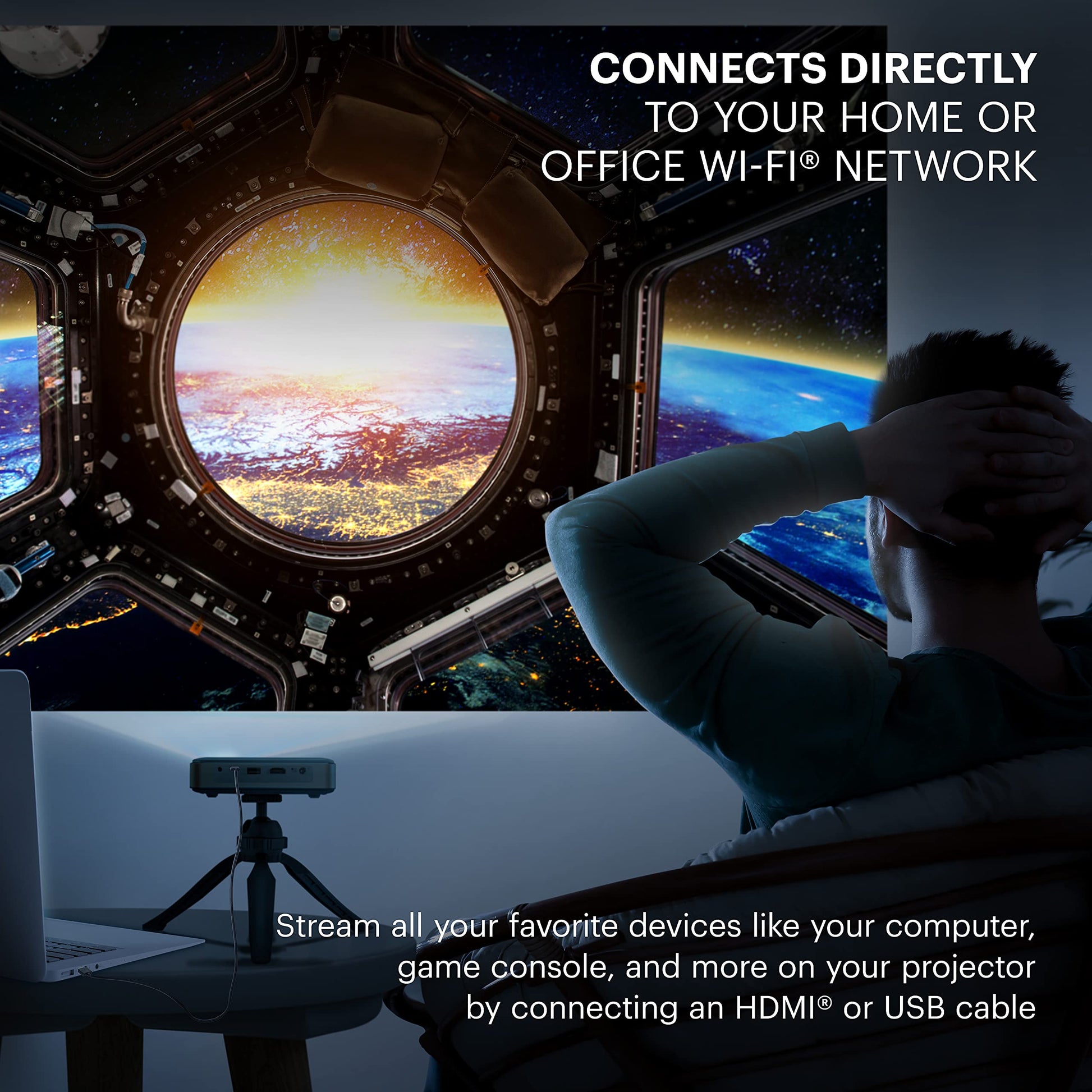 KODAK Proyector Inteligente HD portátil Luma 400 Mini Sistema de Cine en casa Compatible con Wi-Fi Bluetooth HDMI y USB de hasta 150” Resolución nativa de 720p (4K), 200 lúmenes ansi Trípode Incluido