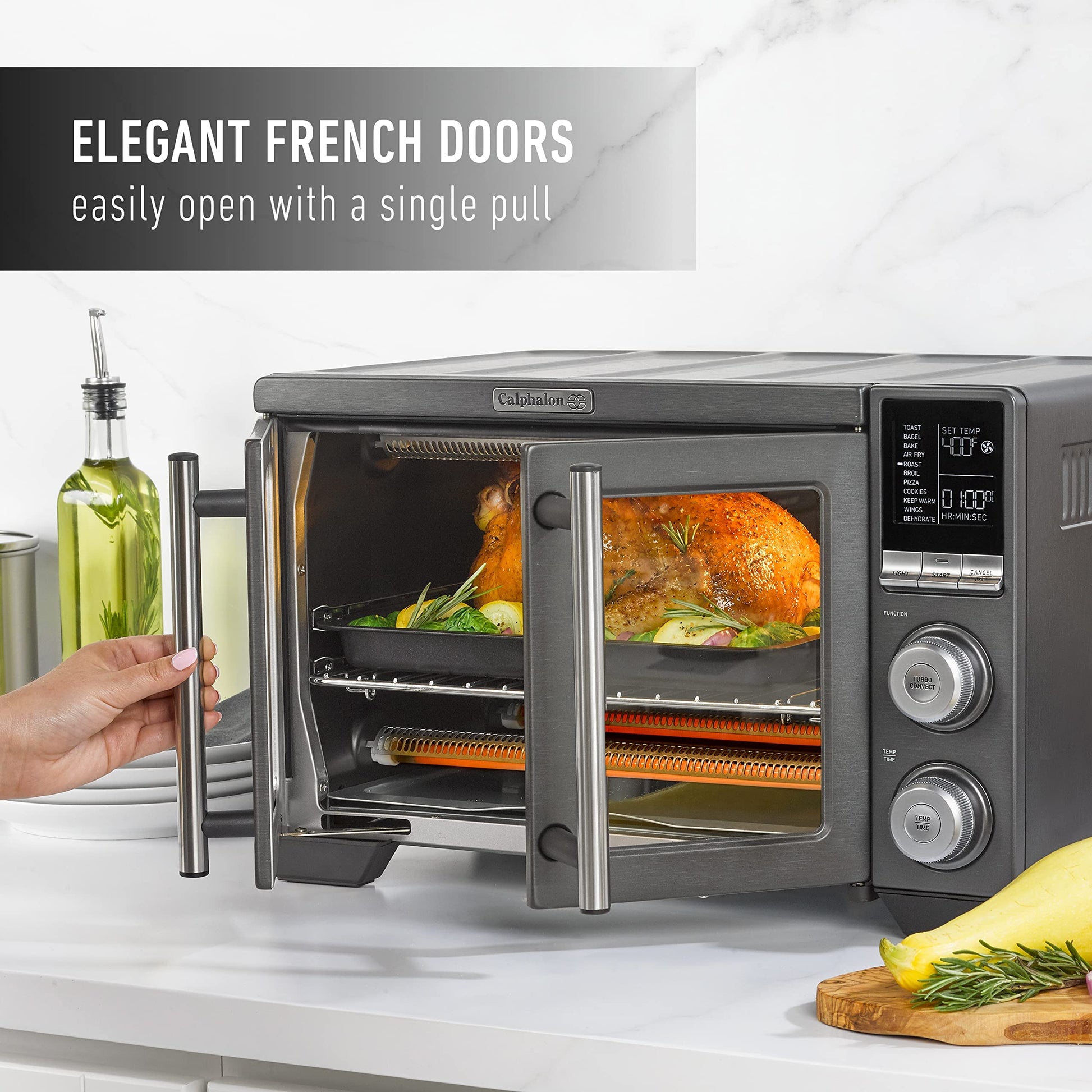 Calphalon® Horno freidora de aire para puerta francesa, horno tostador de convección 11 en 1