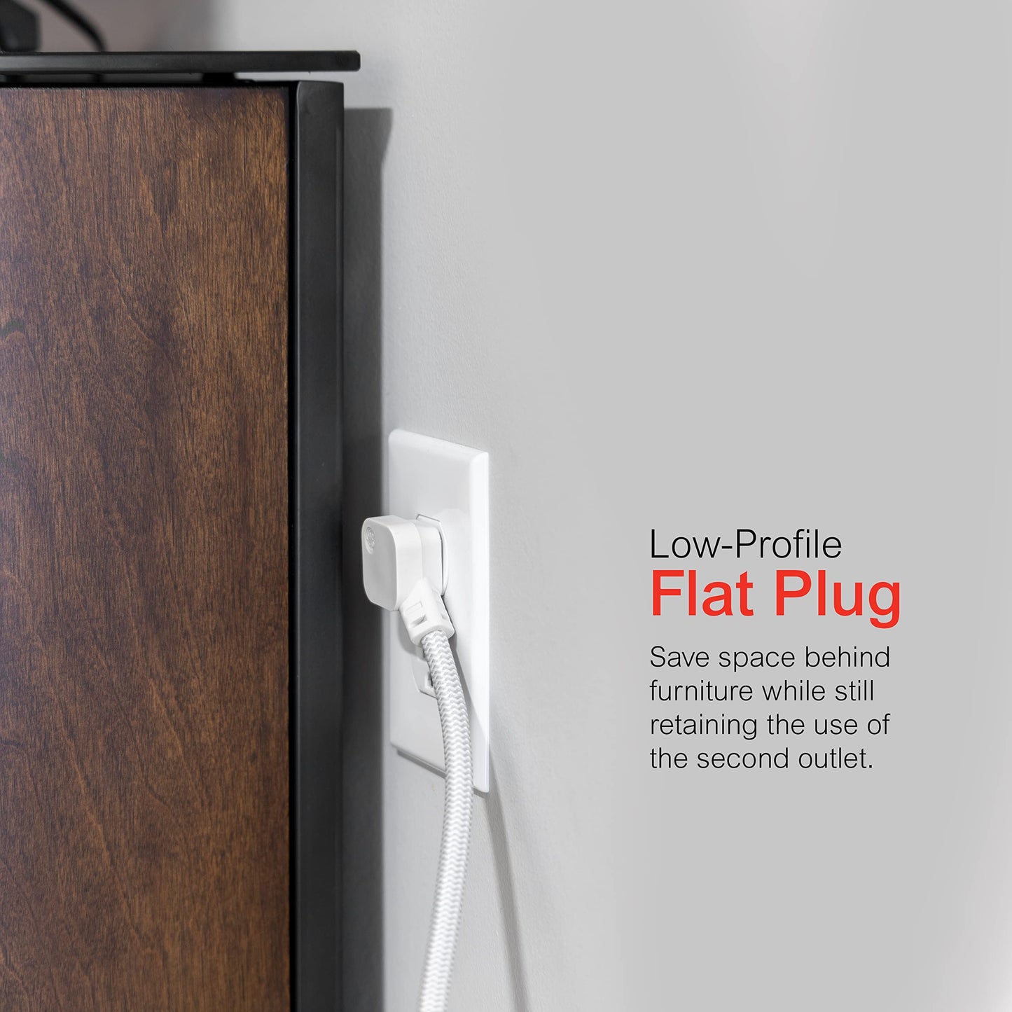 GE Ultra Pro, Multicontactos de 6 Salidas, Enchufe Plano, Cable de Extension Trenzado de .60 m (2 pies), 560 Julios, Certificacion UL, Ranuras para Montaje en Pared, 1 Unidad, Blanco, 45264