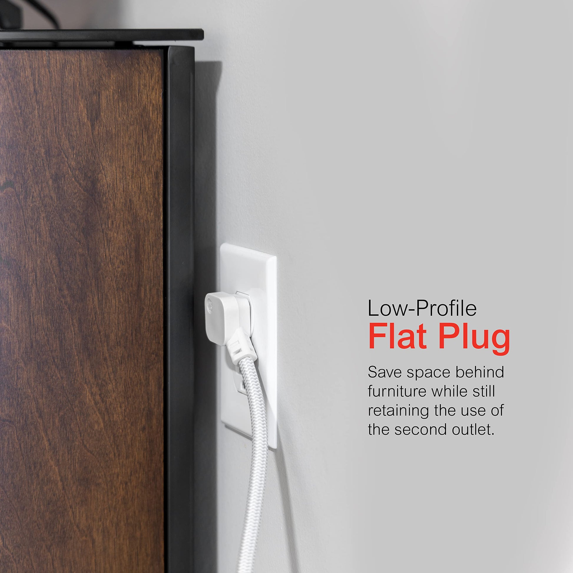 GE Ultra Pro, Multicontactos de 6 Salidas, Enchufe Plano, Cable de Extension Trenzado de .60 m (2 pies), 560 Julios, Certificacion UL, Ranuras para Montaje en Pared, 1 Unidad, Blanco, 45264