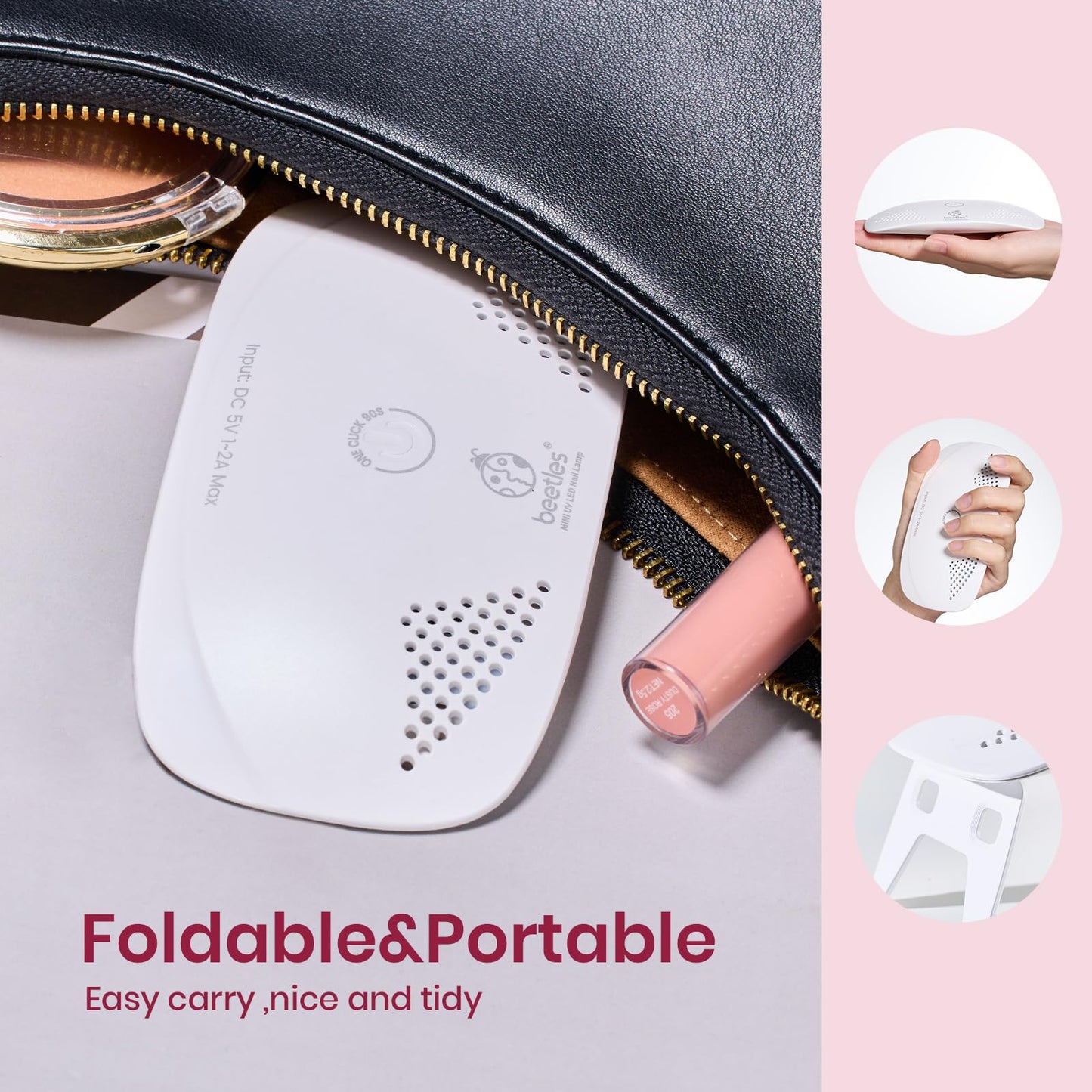 Kit de esmalte de uñas en gel Beetles Nude Pink con lámpara de uñas con luz LED UV, kit de inicio de 6 piezas, capa superior de gel base, juego de esmalte de gel Soak Off Nude Pink con lima de uñas para manicura DIY, uñas neutras, regalo para mujeres