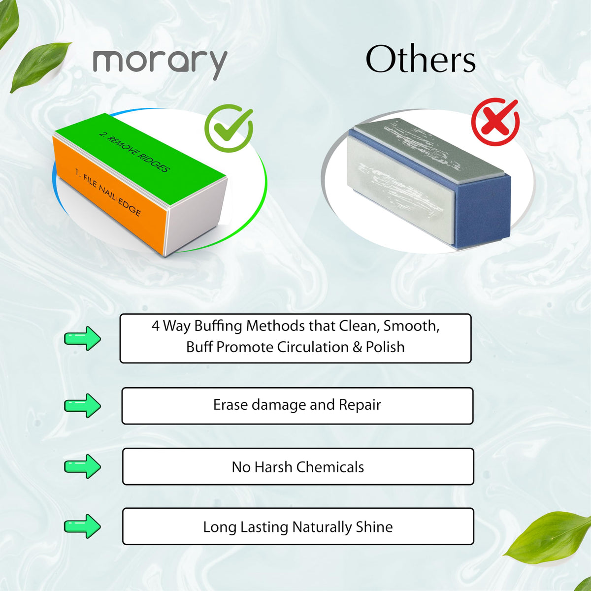 Morary- Bloque pulidor de uñas de 4 vías Bloque pulidor de brillo de uñas para uñas naturales y acrílicas Bloque pulidor más suave