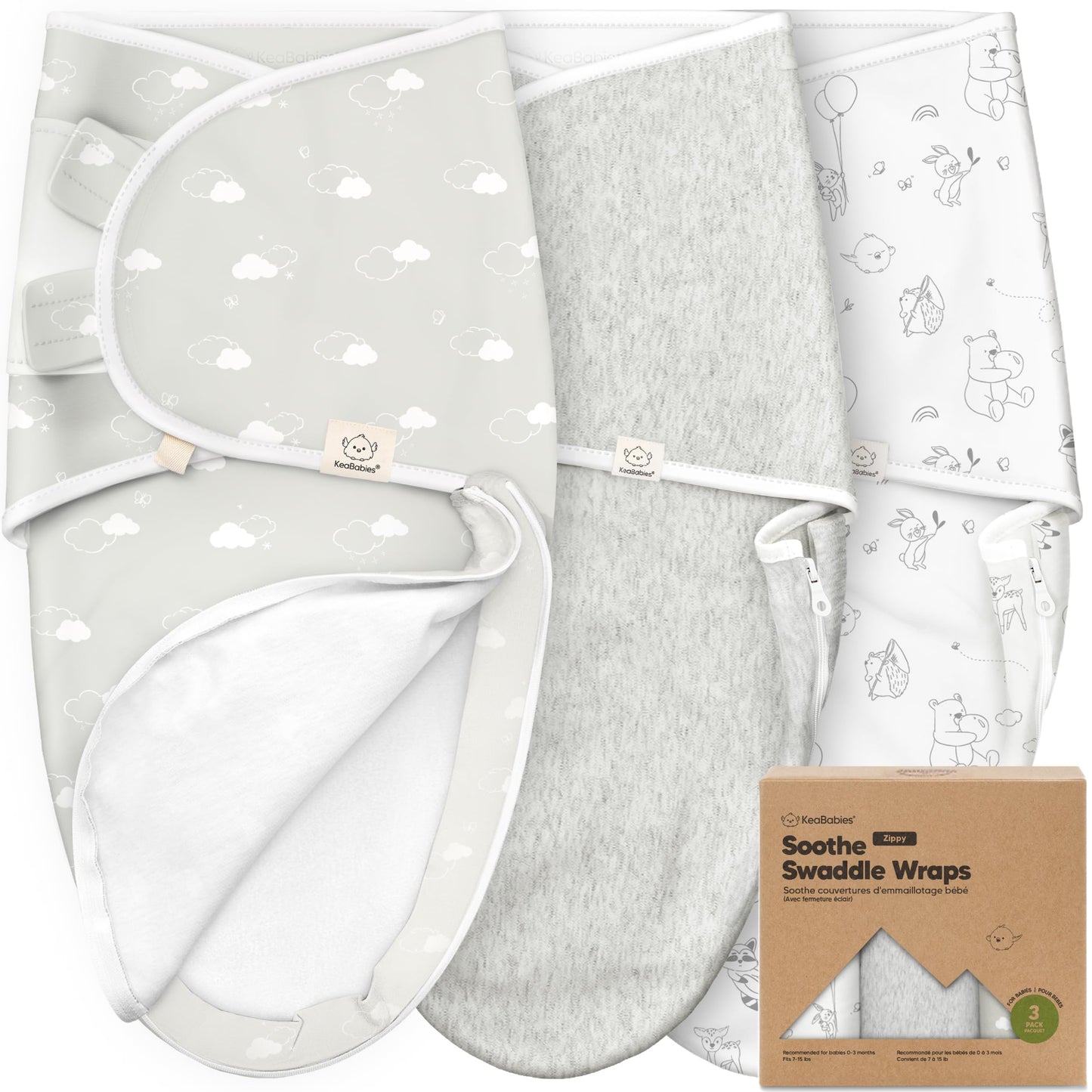 Sacos de dormir para bebé con cierre, paquete de 3 pañales para recién nacidos de 0 a 3 meses, bebés, niñas, niños, saco de dormir suave y duradero para recién nacidos, manta de pañales fácil de