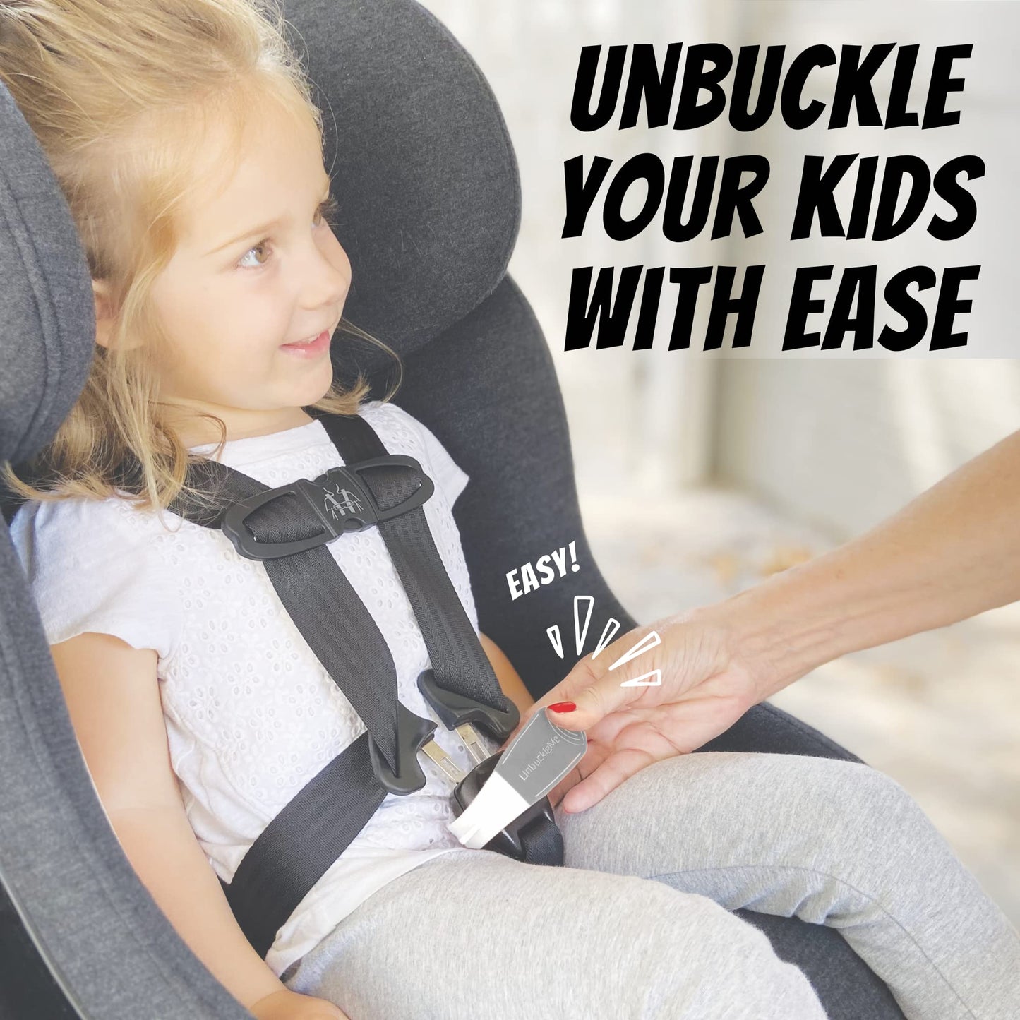 UnbuckleMe - Herramienta de liberación de hebilla de asiento de coche, ayuda fácil de abrir para artritis, uñas largas, niños mayores, empujador de botón para bebés, niños pequeños, asientos