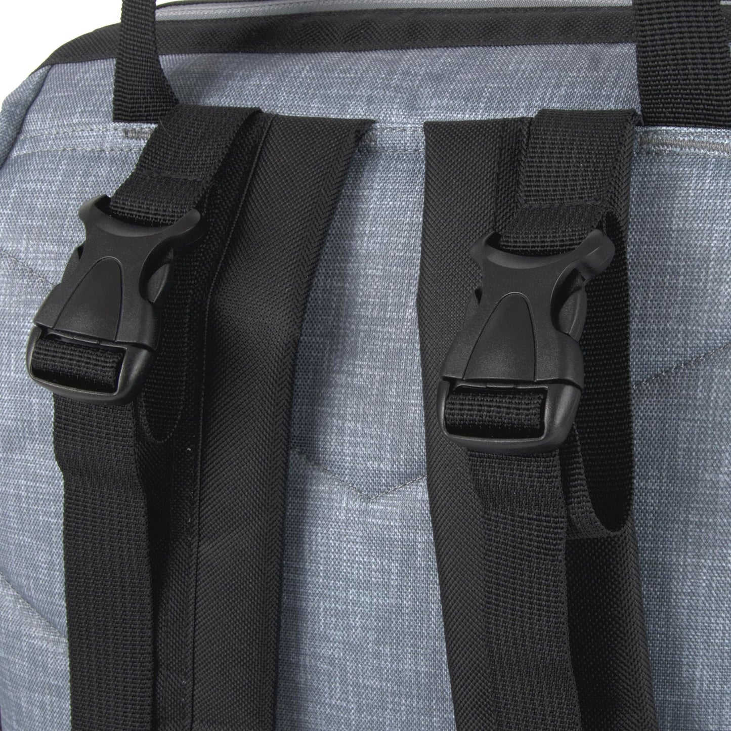 Baby Essentials - Mochila de pañales con marco principal súper enfriadora con cambiador, correas para carriola, compartimento aislado para botellas, Negro/Gris, Mediano, Mochila para pañales
