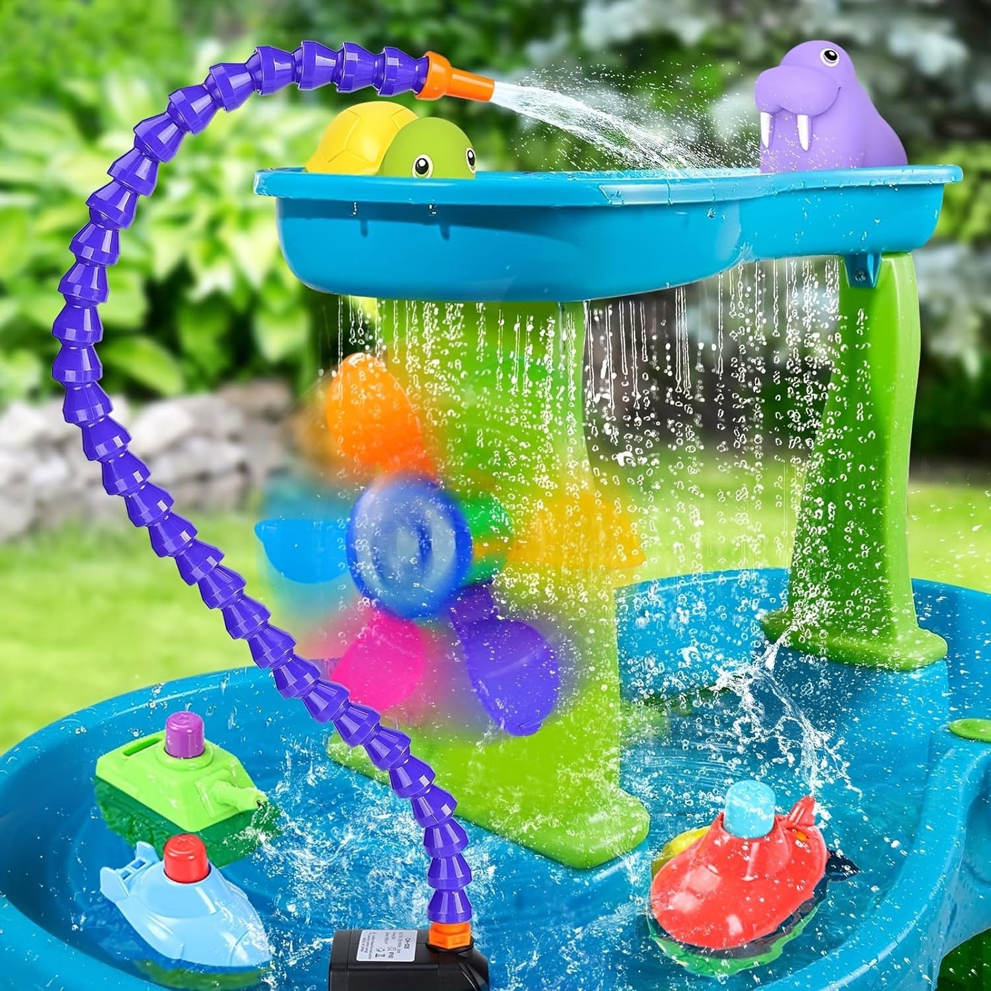Bomba Sumergible para Mesa de Agua, 25W, Separador de Salpicaduras 1-2 Salidas, Cable de 3 m