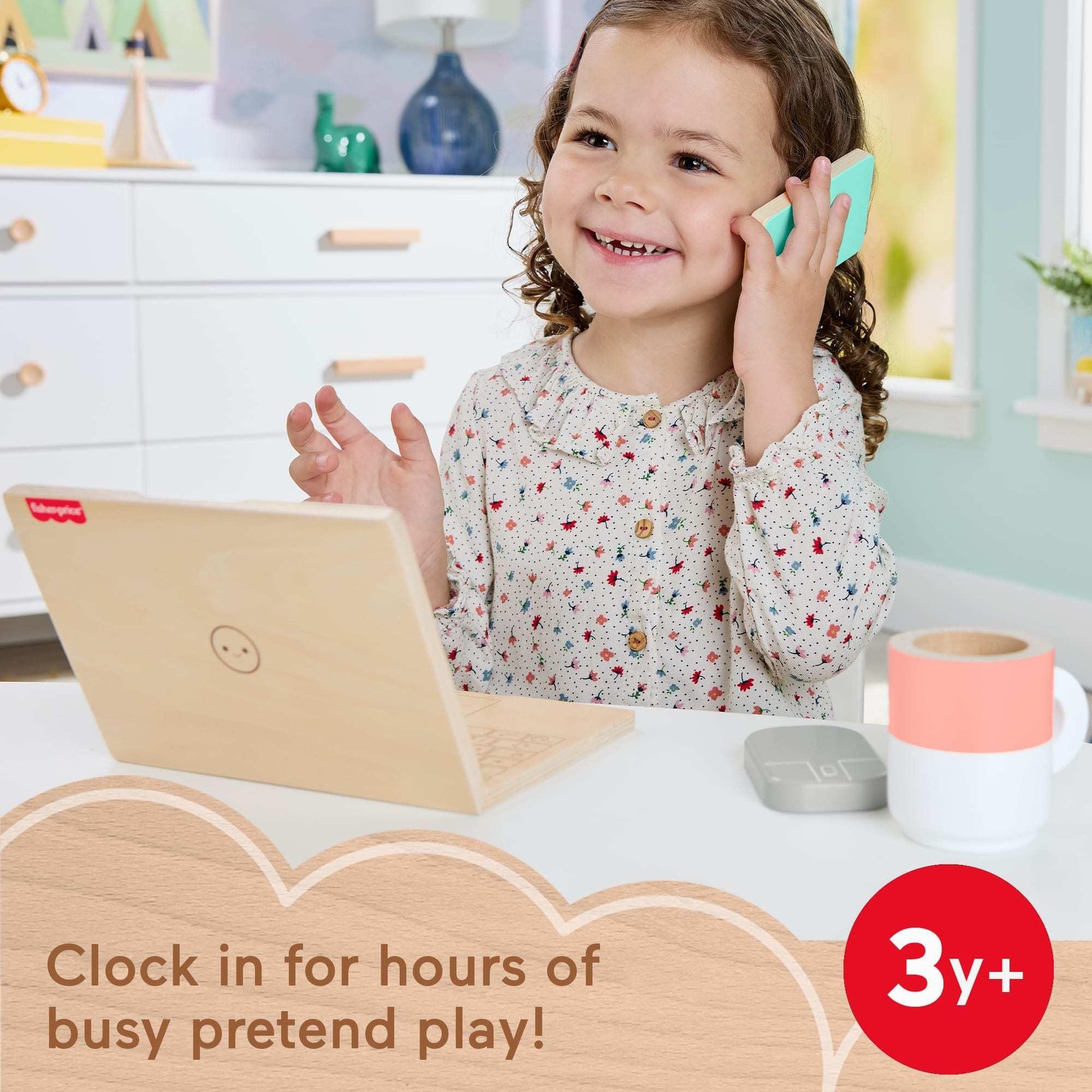Fisher-Price Juguete para Bebés Kit Home Office de Madera para niños de 3 años en adelante