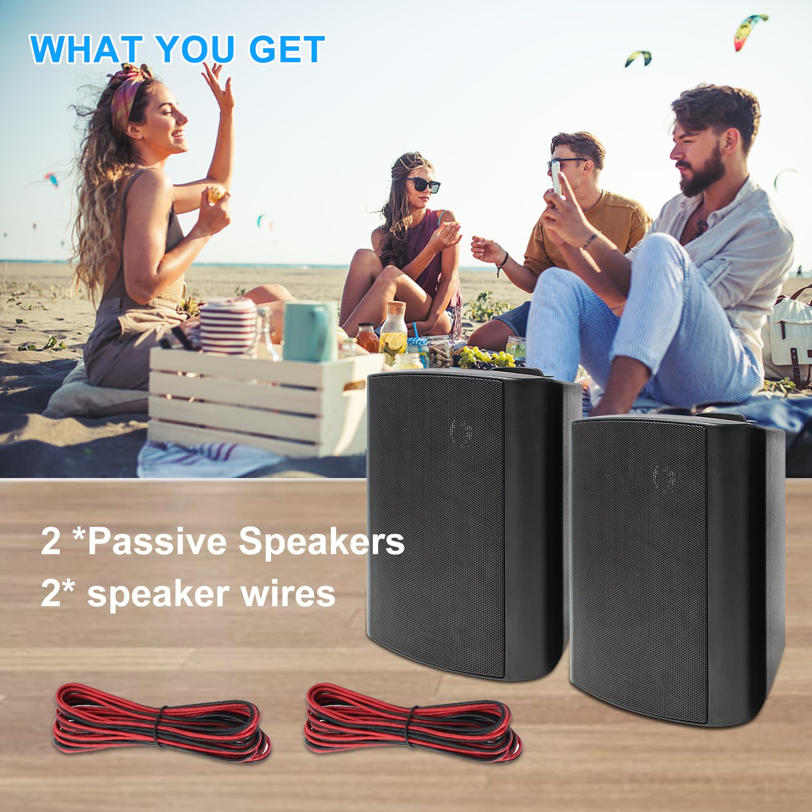 Herdio Bocinas para Exterior,6.5 Pulgadas 400W Altavoces para Exteriores, Resistente al Agua, Adecuado para el hogar, Patio, Terraza,Patio Trasero，Durabilidad en Todo Tipo de Clima (Negros)