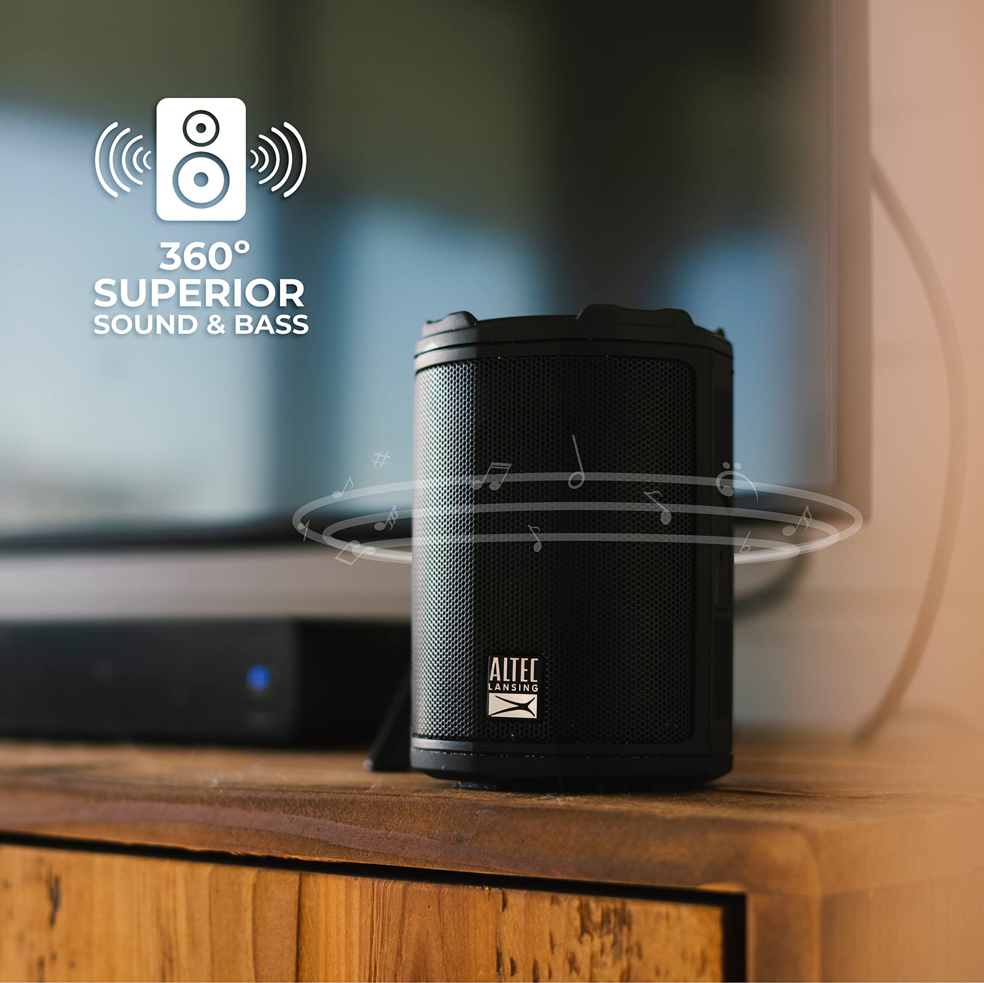 Altec Lansing - Altavoz Bluetooth inalámbrico HydraMotion con Sonido de 360 Grados, portátil IP67 Impermeable para Exteriores, a Prueba de Golpes, a Prueba de Nieve, a Prueba de Todo, 12 Horas de
