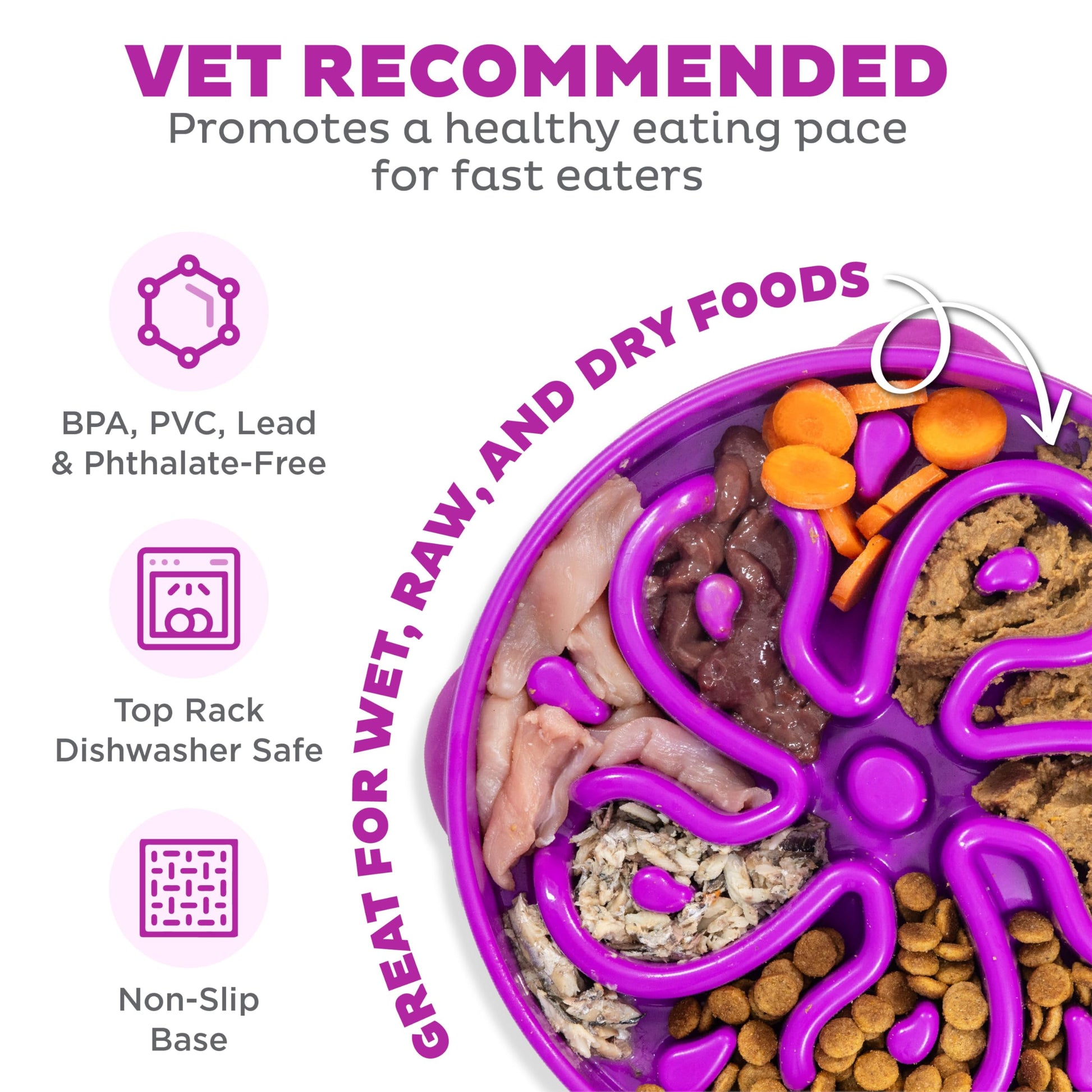 Comedero para Perros Outward Hound Púrpura Large Alimentación Lenta